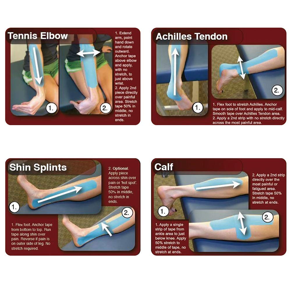 AUPCON Kinesiology Tape - Elastic Therapeutic Sports Tape for Muscle Recovery, Knee, Shoulder & Ankle Support - Hypoallergenic & Breathable Cotton - Ideal for Athletes, Physical Therapy & Post-Workout Recovery