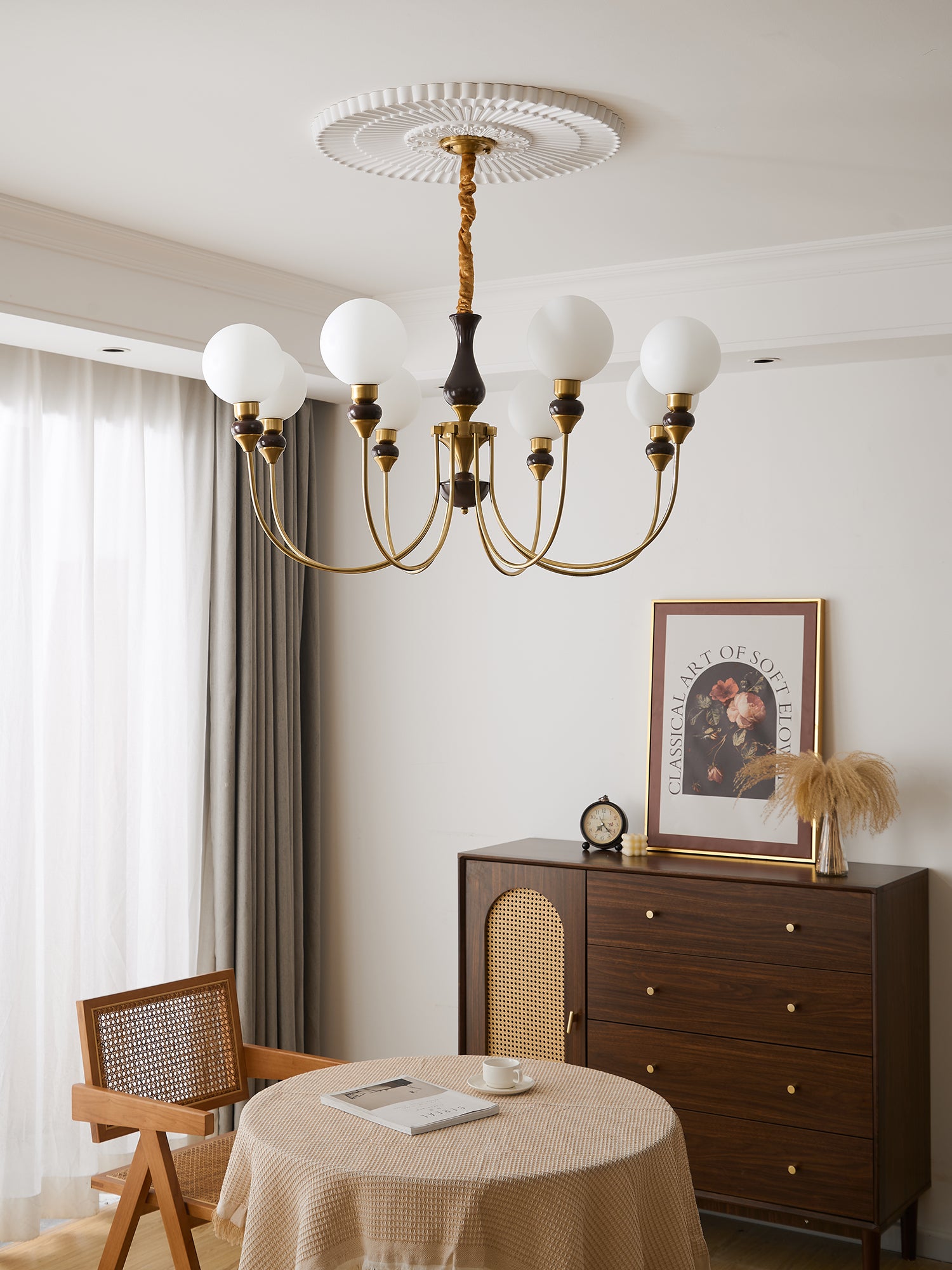 Helena Curve Chandelier - Modern Crystal Ceiling Light Fixture for Dining Room, Living Room & Bedroom | Elegant Home Decor Lighting