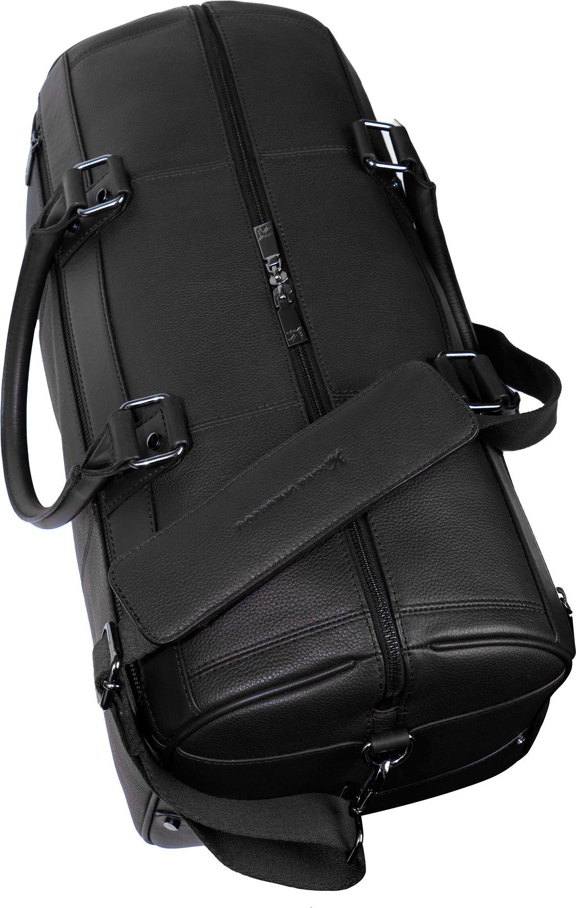 Genuine Pebble Grain Weekender Bag - The Gotham 20 Black Leather Duffle for Men | Perfect for Travel, Gym & Weekend Getaways