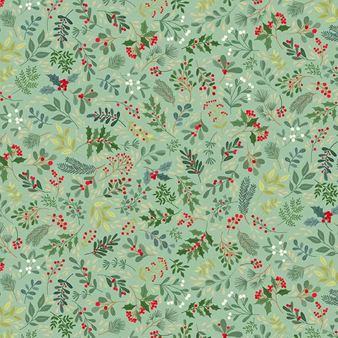 Enchanted Christmas Holly Leaves Fabric by Makower - M030G2 - Perfect for Holiday Quilting, DIY Decorations & Festive Sewing Projects