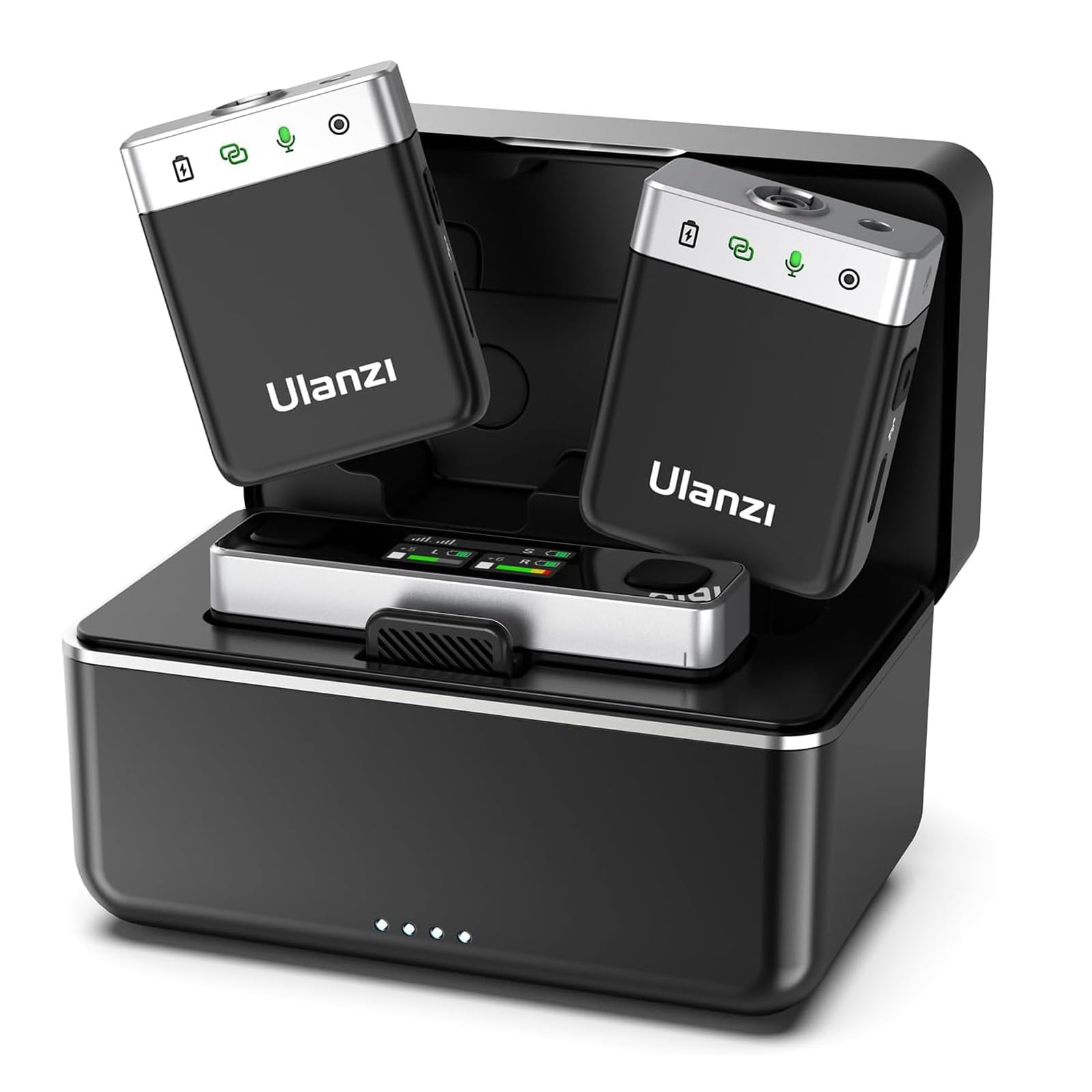 ULANZI AM18 Wireless Lavalier Microphone System with Charging Case - Intelligent LCF Noise Cancellation, 8GB Storage for 14 Hours 48KHz 16-Bit HD Audio - Compatible with iPhone, Android, PC & Camera - Perfect for Vlogging, Interviews, Live Streaming & Content Creation
