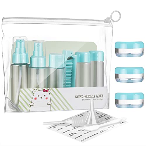 TSA Approved Leakproof Travel Toiletry Bottles Kit - 12 Piece BPA Free Clear Containers with Case | Perfect for Airplane Carry-On, Vacation & Gym Essentials