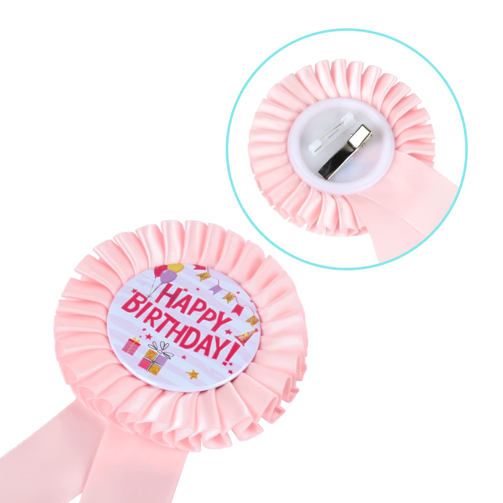 Happy Birthday Award Ribbon - Premium Tinplate Badge Pins & Rosette Button Pins for Party Favors, Baby Showers, and Birthday Decorations - Perfect for Celebrations, Gifts, and Special Events