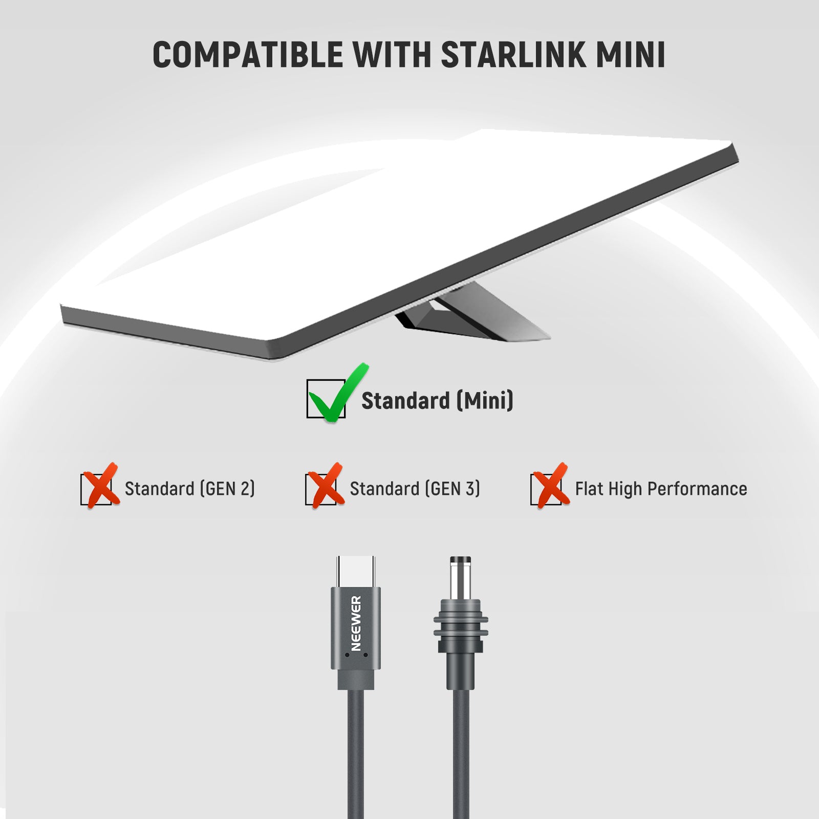 NEEWER NC013 100W PD USB-C to DC Power Cable for Starlink Mini - Fast Charging Adapter for Satellite Internet, Travel & Outdoor Adventures
