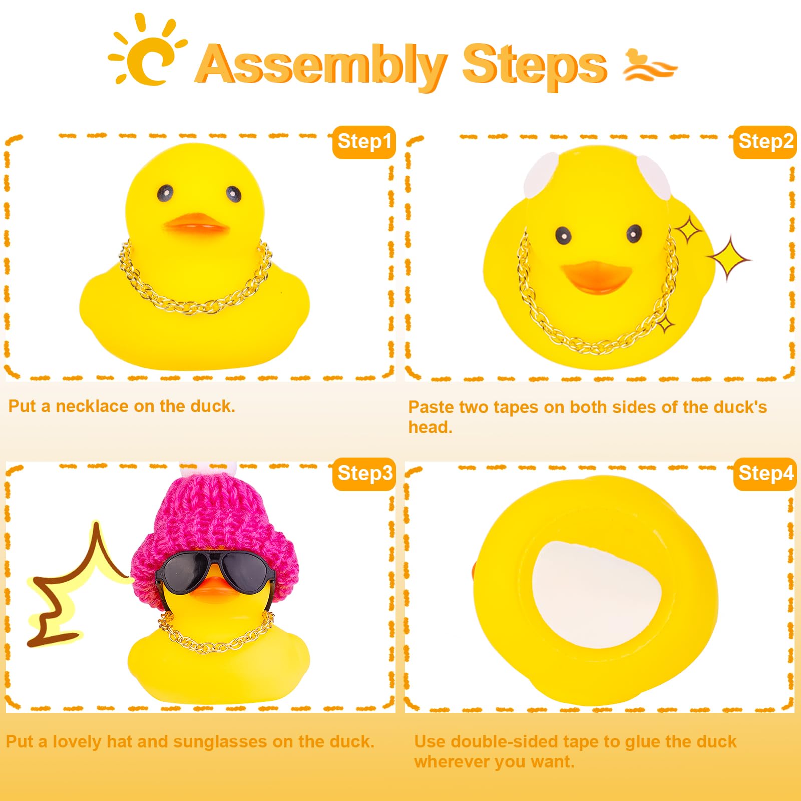 Winter Duck Car Dashboard Decoration - Cute Rubber Duck Ornament with Mini Beanie Hat, Sunglasses & Bow Tie - Fun Car Accessories for Dashboard Decor (C5) | Perfect for Seasonal Car Styling & Gift Giving