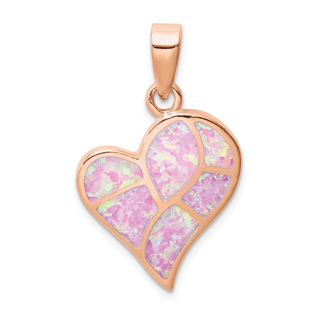 14K Sterling Silver Rose-Tone Pink Opal Heart Pendant Necklace - Elegant Jewelry Gift for Women, Perfect for Valentine's Day & Anniversary
