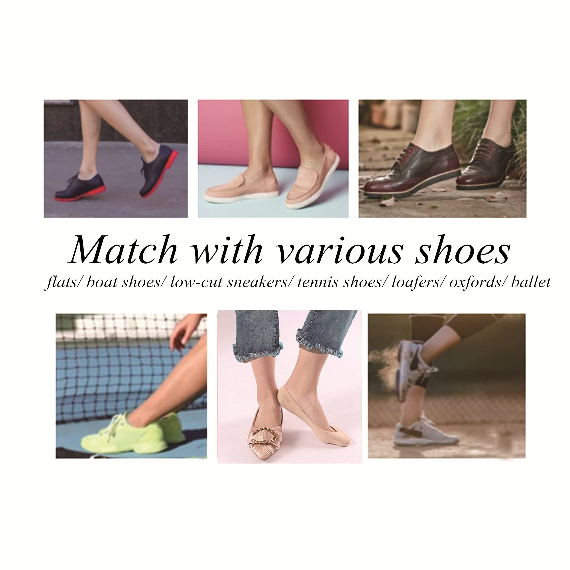 4 Pairs Women's No Show Socks - Anti Slip Invisible Hidden Socks for Sneakers, Flats & Loafers - Comfortable & Breathable for Daily Wear, Workouts & Travel