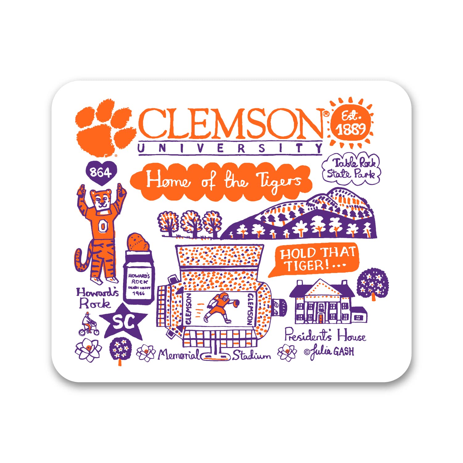 Clemson University Standard Fabric Mouse Pad - Non-Slip Desk Accessory for Gaming & Office Use - Perfect for Work, Study & PC Gaming Setup