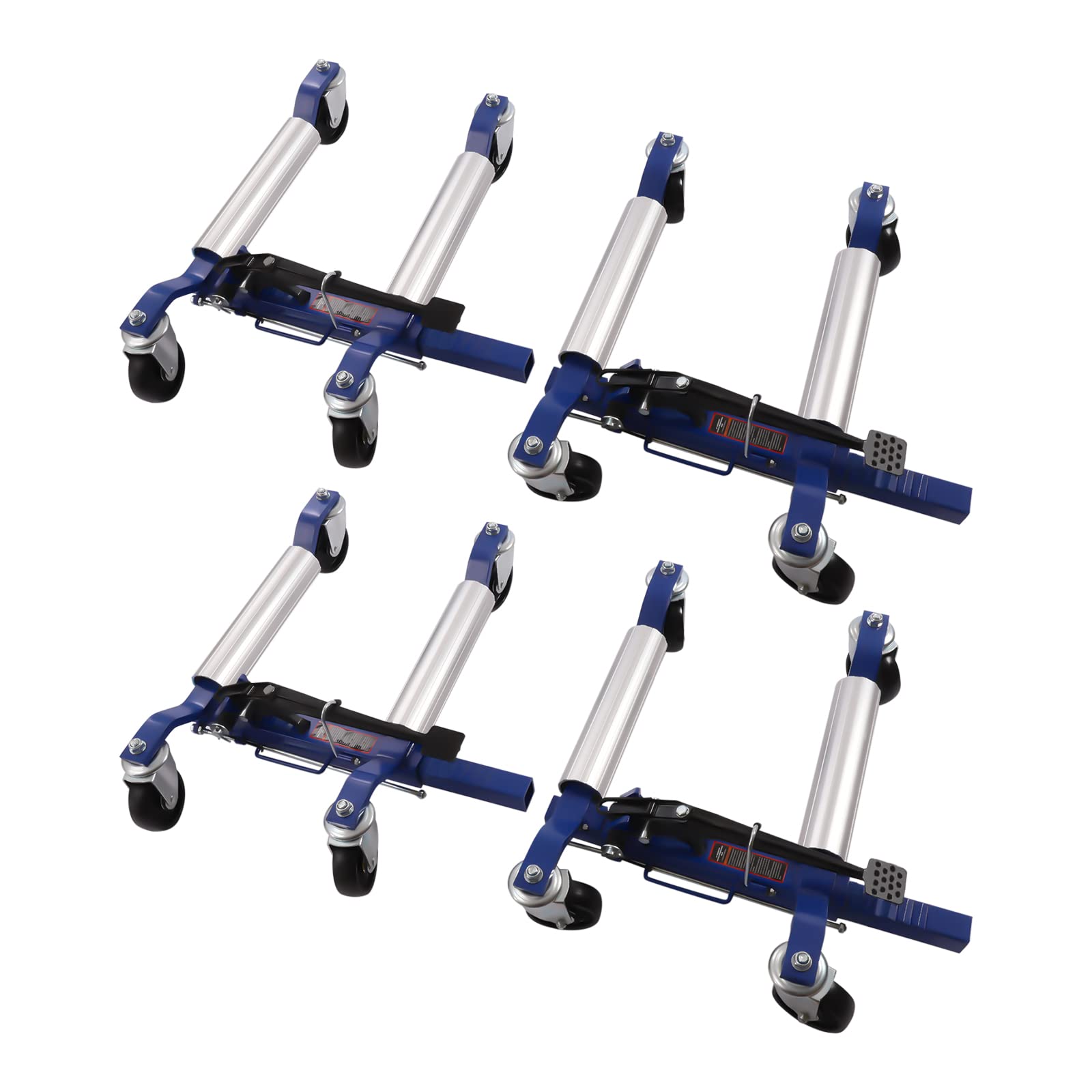 1300 LB Heavy Duty Wheel Dolly Set of 4 - Self Loading Car Trailer Jack with Ratcheting Foot Pedal for Trucks, RVs, Trailers - Perfect for Garage Repairs, Vehicle Maintenance & Tire Changes