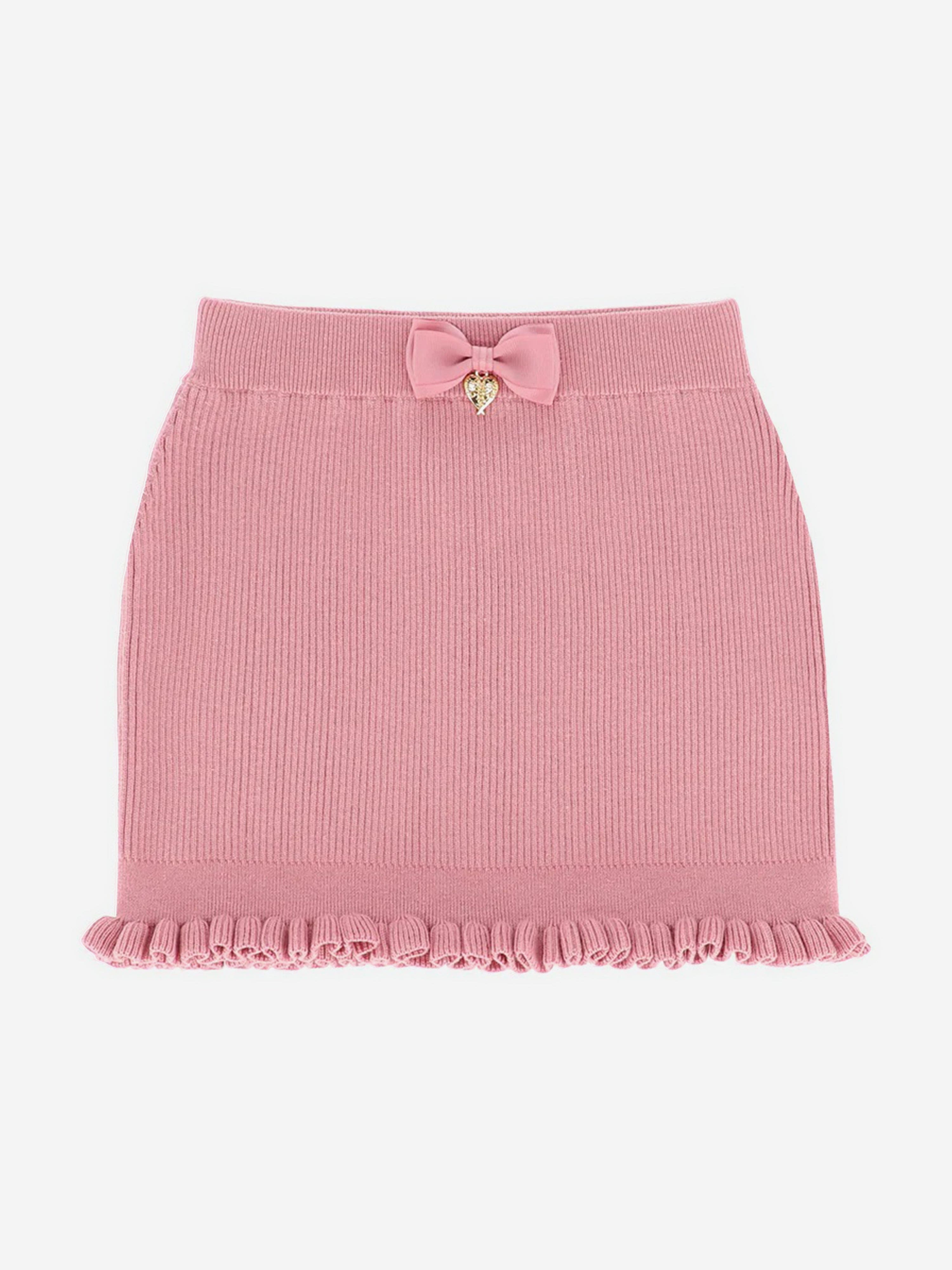 Angels Face Girls Troy Rib Knitted Skirt - Soft Pink Stretchy A-Line Skirt for Toddler & Kids | Perfect for School, Playdates & Special Occasions