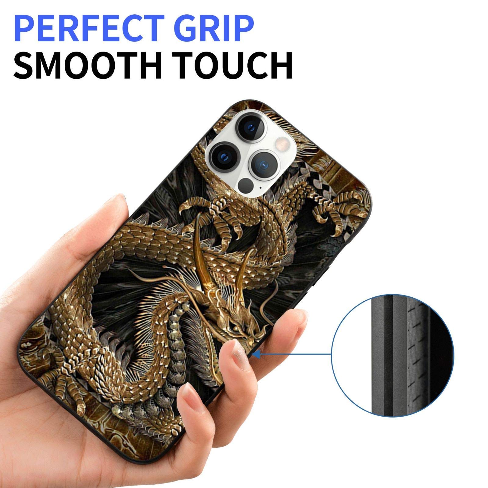 Premium Shockproof TPU Case for iPhone 12 Pro Max - Elegant Chinese Golden Dragon Design - Protective Phone Cover with Military-Grade Drop Protection | Perfect for Daily Use, Travel & Outdoor Activities