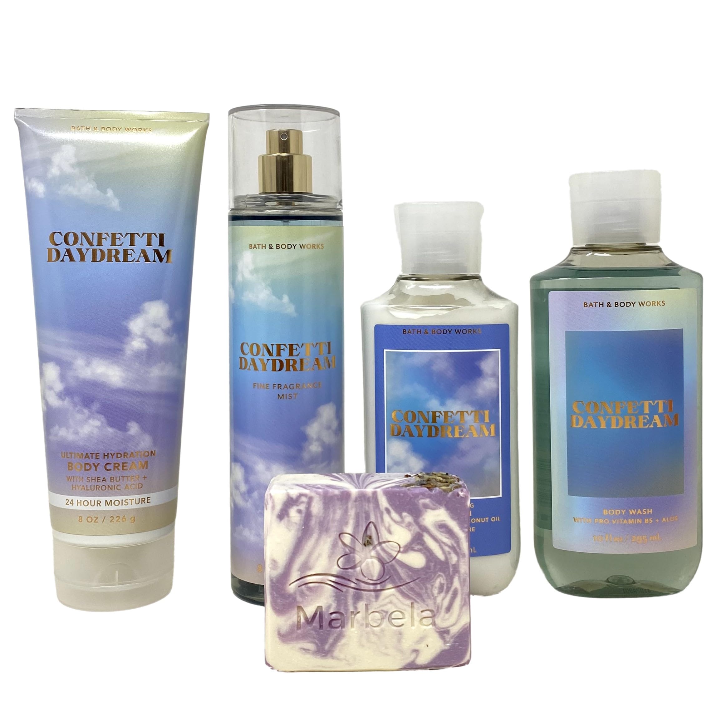 Bath & Body Works Confetti Daydream 4-Piece Deluxe Gift Set - Fragrance Mist, Body Cream, Shower Gel & Lotion with Lavender Soap | Floral Scented Body Care Collection for Women | Perfect Birthday Gift, Self-Care Pampering & Relaxation