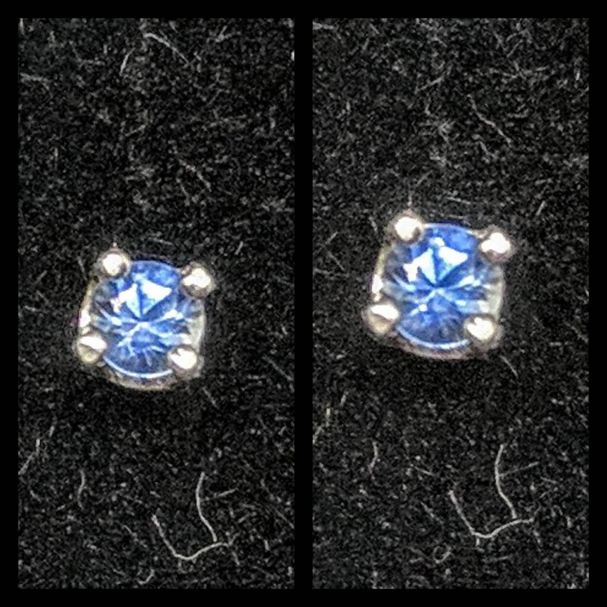 Solid Sterling Silver 2.5mm Round Genuine Blue Sapphire Stud Earrings - 0.25ct Tiny Elegant Earrings for Women & Kids - Perfect for Everyday Wear, Gifts & Special Occasions