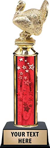 Custom Engraved Thanksgiving Turkey Trophy Award - Red Star Design for Holiday Celebrations, Office Parties & Family Gatherings
