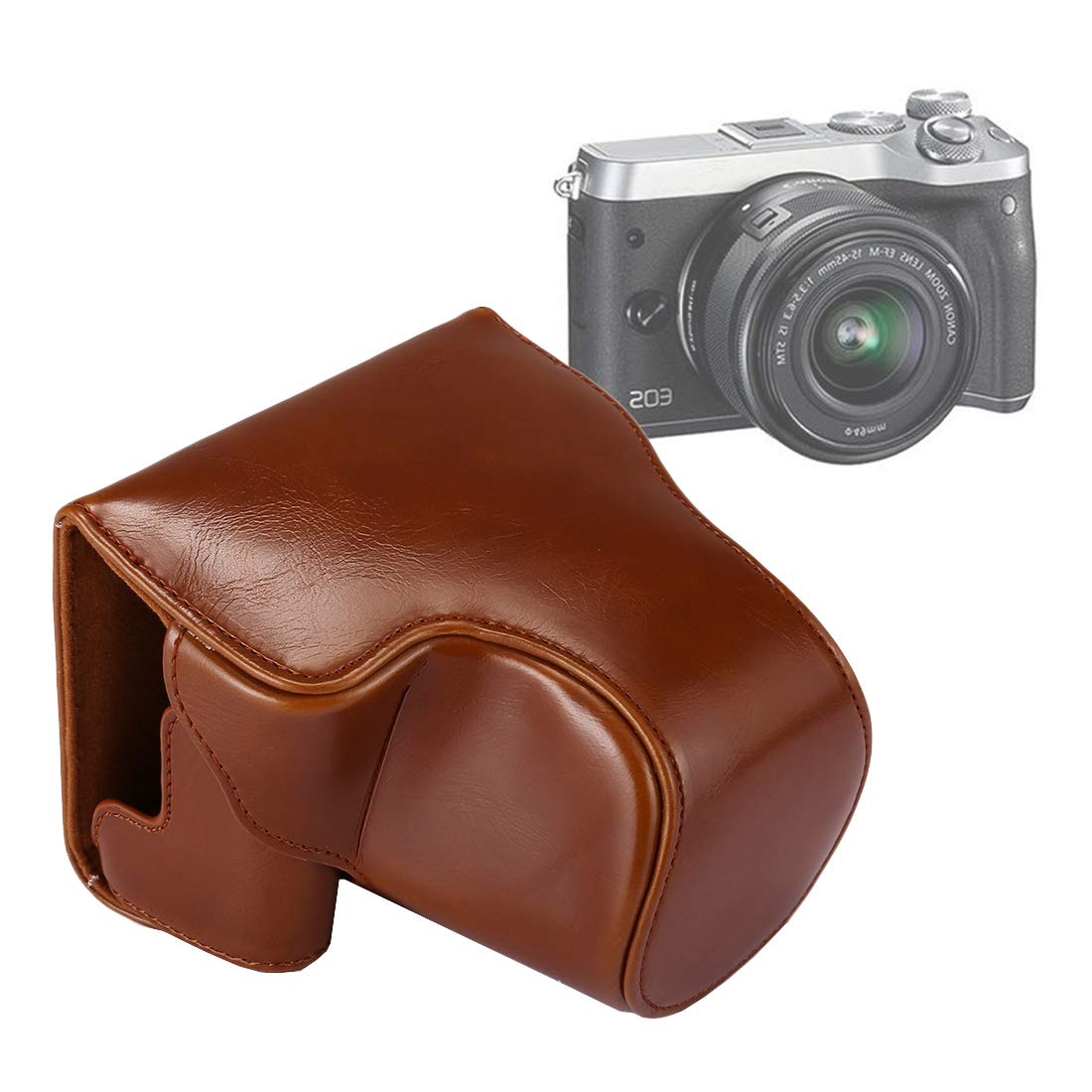 Premium PU Leather Camera Bag with Adjustable Strap for Canon EOS M6 - Waterproof Full Body Protection Case for DSLR/Mirrorless Cameras - Perfect for Travel, Photography Outings & Outdoor Adventures