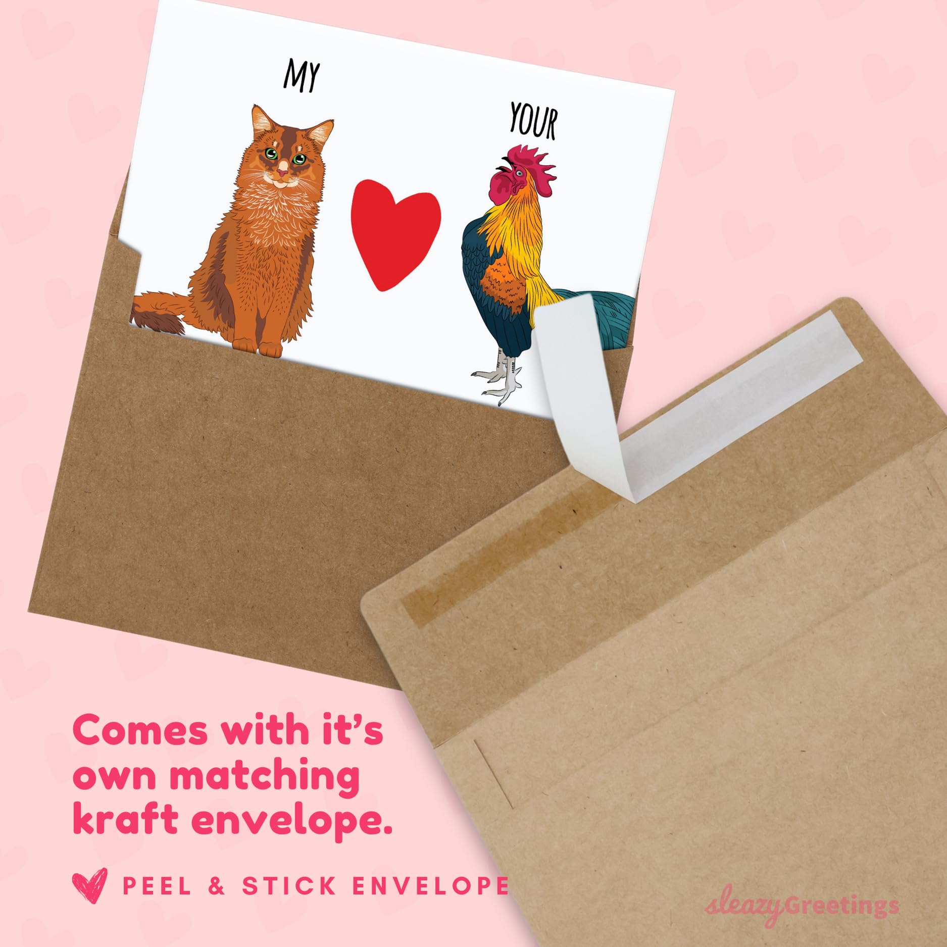 Funny & Naughty Greeting Cards for Men - Dirty Anniversary, Birthday & Valentine's Day Cards for Husband/Boyfriend - 'My Cat Loves Your Rooster' Humorous Card - Perfect for Romantic Occasions & Playful Couples