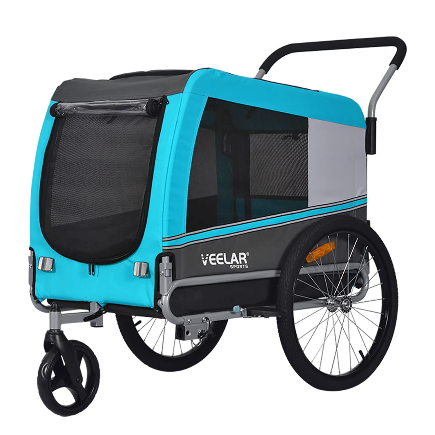 Veelar Sports Pet Bike Trailer & Stroller for Small Medium Large Dogs - Convertible Bicycle Trailer for Pets Up to 66 lbs - Perfect for Cycling, Jogging, and Outdoor Adventures with Your Dog