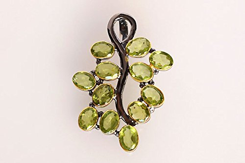 Peridot Gemstone 925 Sterling Silver Pendant with Black Rhodium & Rose Gold Plating - Handmade Jewelry for Women, Birthday Gift, Anniversary Present | Perfect for Everyday Wear, Special Occasions & Gift Giving