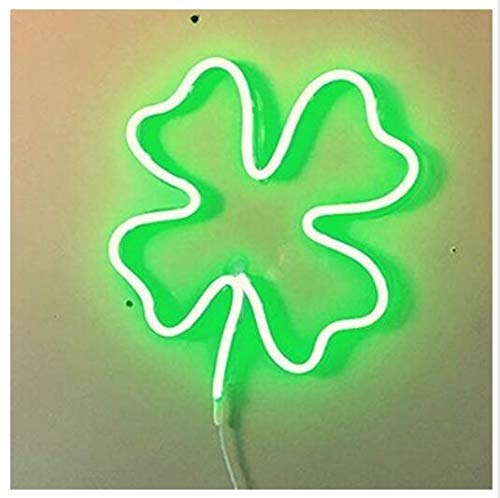 Vintage Clover Flower Neon Light Sign - LED Wall Decor for Bedroom, Wedding, Birthday Party - Romantic Night Lamp for Valentine's Day, Christmas Gift & Home Decoration (Perfect for Kids Room, Cafe, Bar Decor)