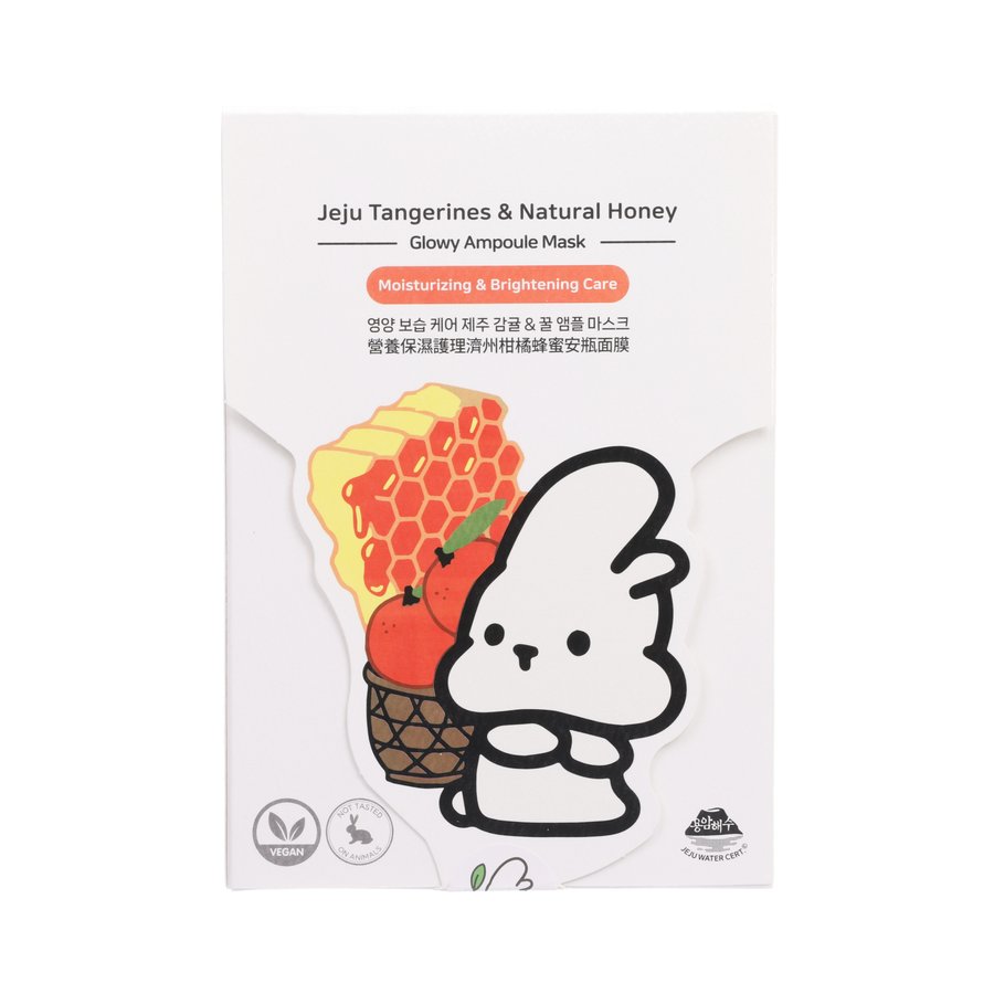 LOG ON Jeju Tangerines & Natural Honey Glowy Ampoule Face Mask (5 Pack) - Brightening & Hydrating Sheet Mask for Radiant Skin | Korean Skincare for Dry & Dull Skin