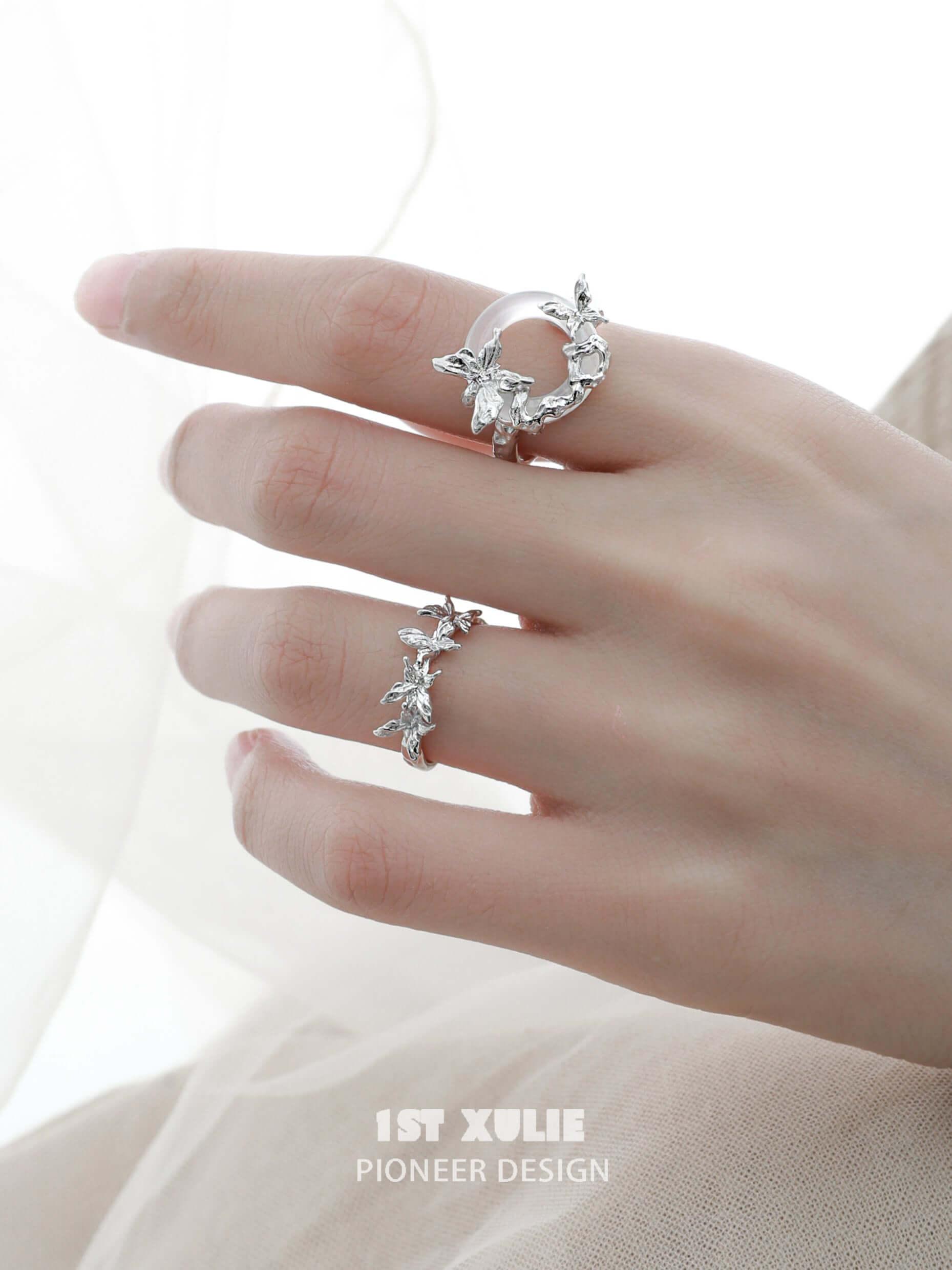 Whiterfly S925 Sterling Silver 24K Gold Plated Butterfly Ring for Women - Elegant Jewelry Gift for Birthday, Anniversary & Valentine's Day - Perfect for Everyday Wear & Special Occasions