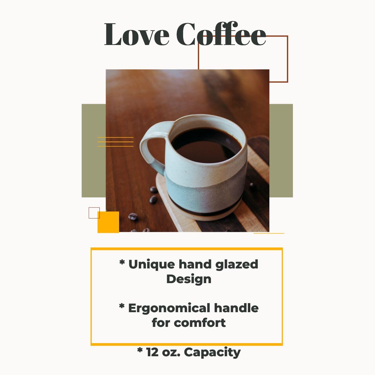Vintage Japanese Style Ceramic Coffee Mug Set - 2 Pack 12oz Stoneware Cappuccino & Matcha Cups - White Glazed Tea & Coffee Mugs for Home, Office, Gift Giving - Eco-Friendly Durable Dishwasher Safe