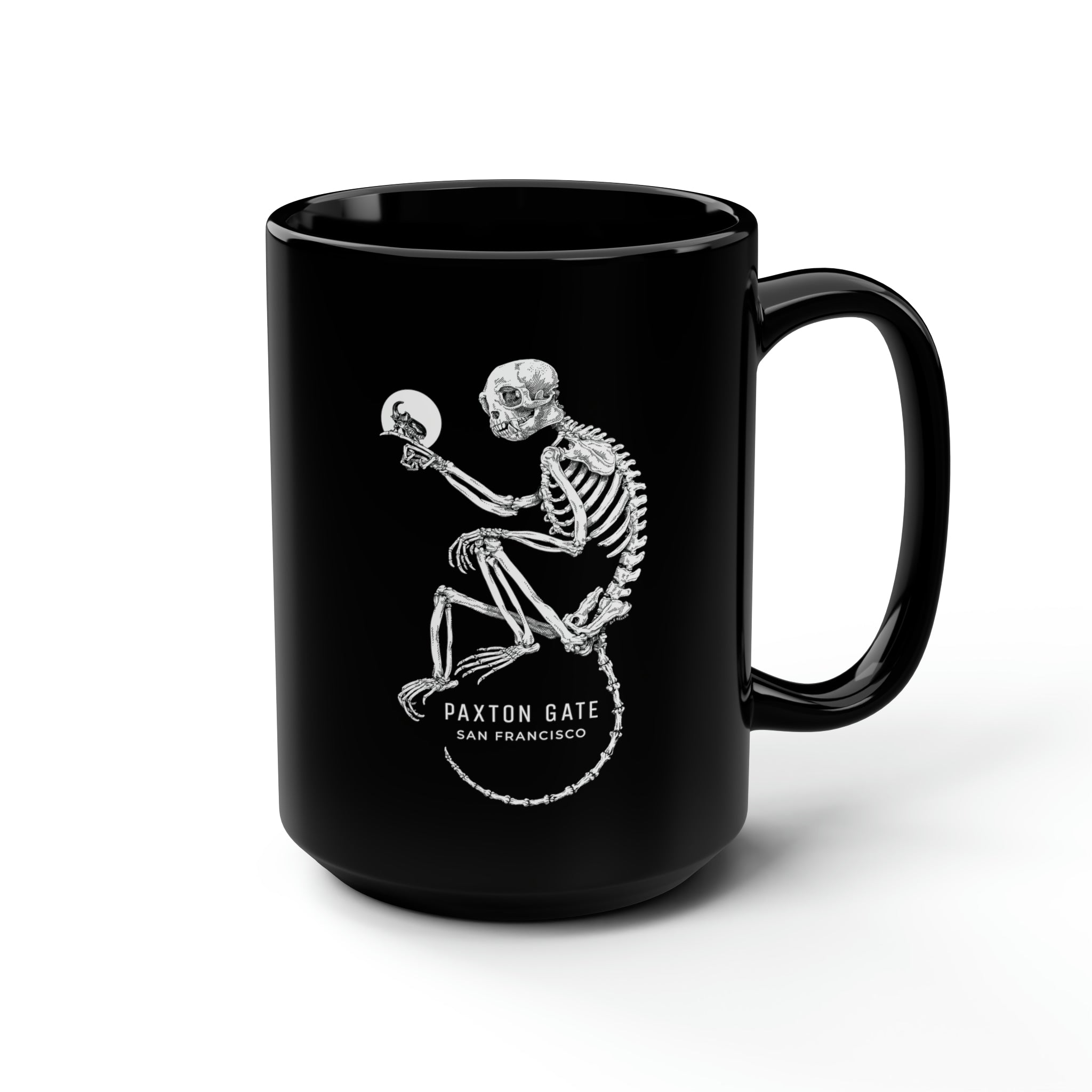 Zoe Keller Black Skeletal Monkey Mug - Unique Gothic Coffee Cup for Halloween, Dark Aesthetic Home Decor, Perfect for Coffee & Tea Lovers
