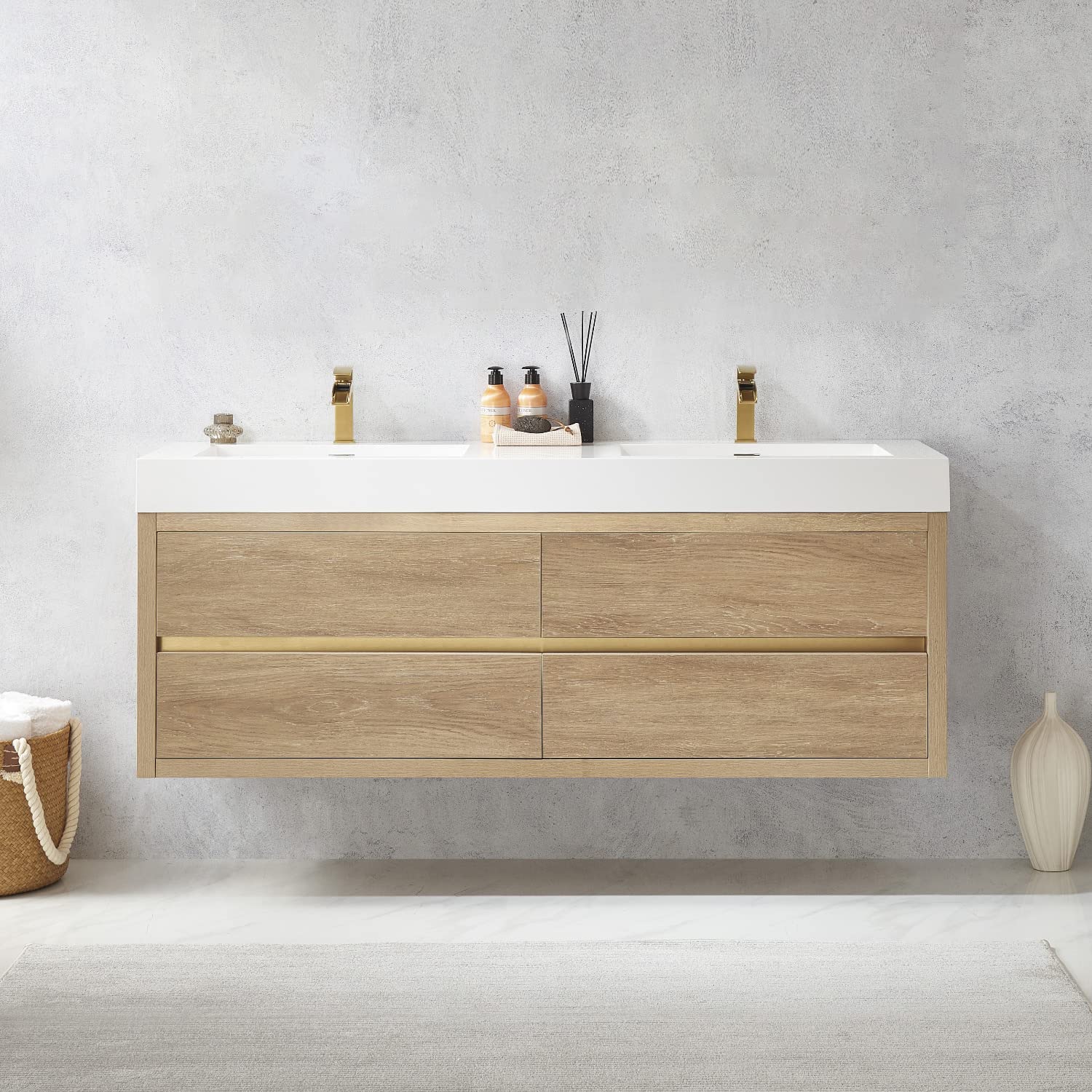 VINNOVA Palencia Bathroom Vanity with Sink - 36 Inch Modern Oak Wood Bath Vanity Set for Bathroom Remodel, Farmhouse & Contemporary Home Decor