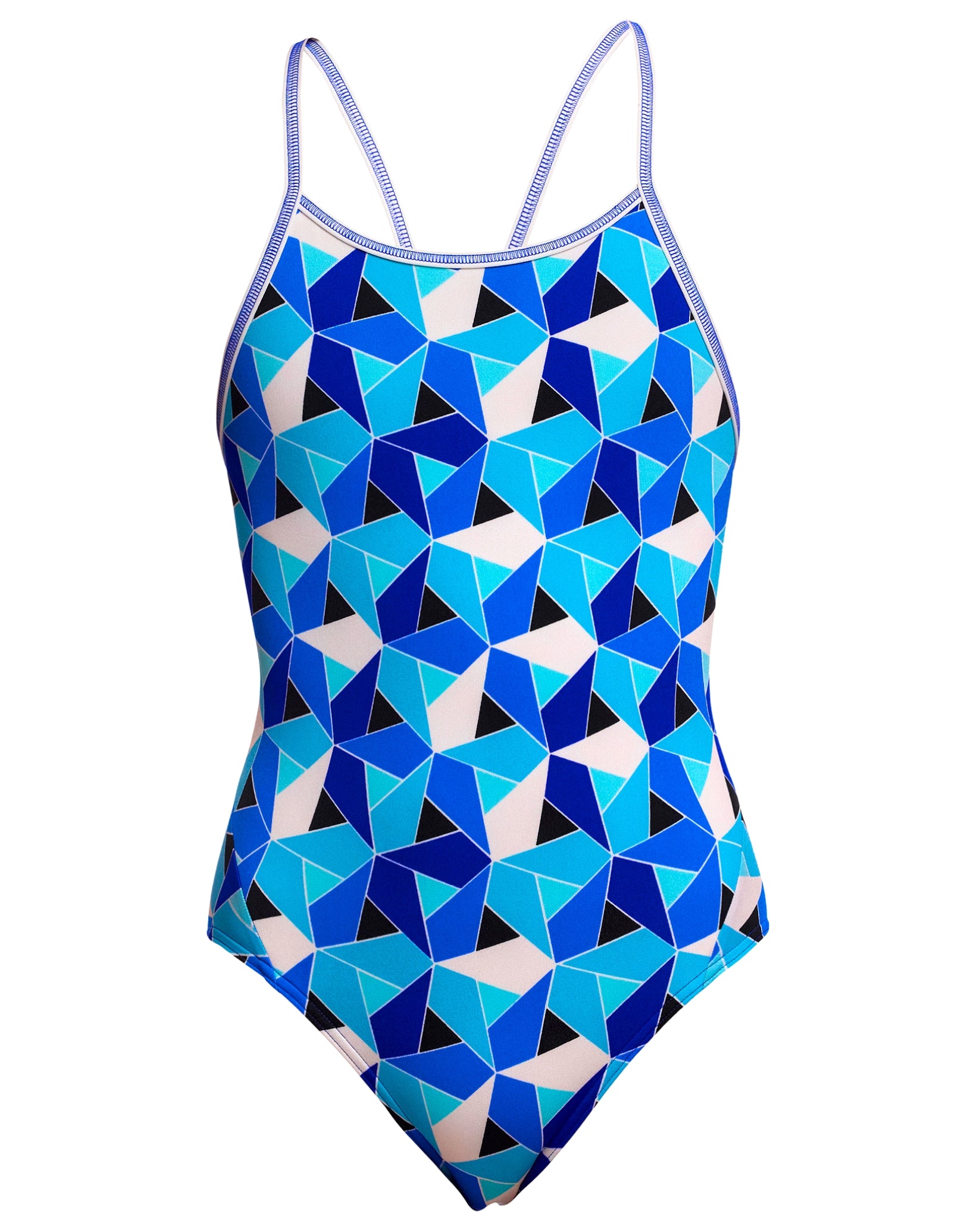 Girls Tetra Tonic Diamond Back Swimsuit - Stylish Blue One-Piece Bathing Suit for Kids | Perfect for Pool Parties, Beach Vacations & Summer Swim Lessons