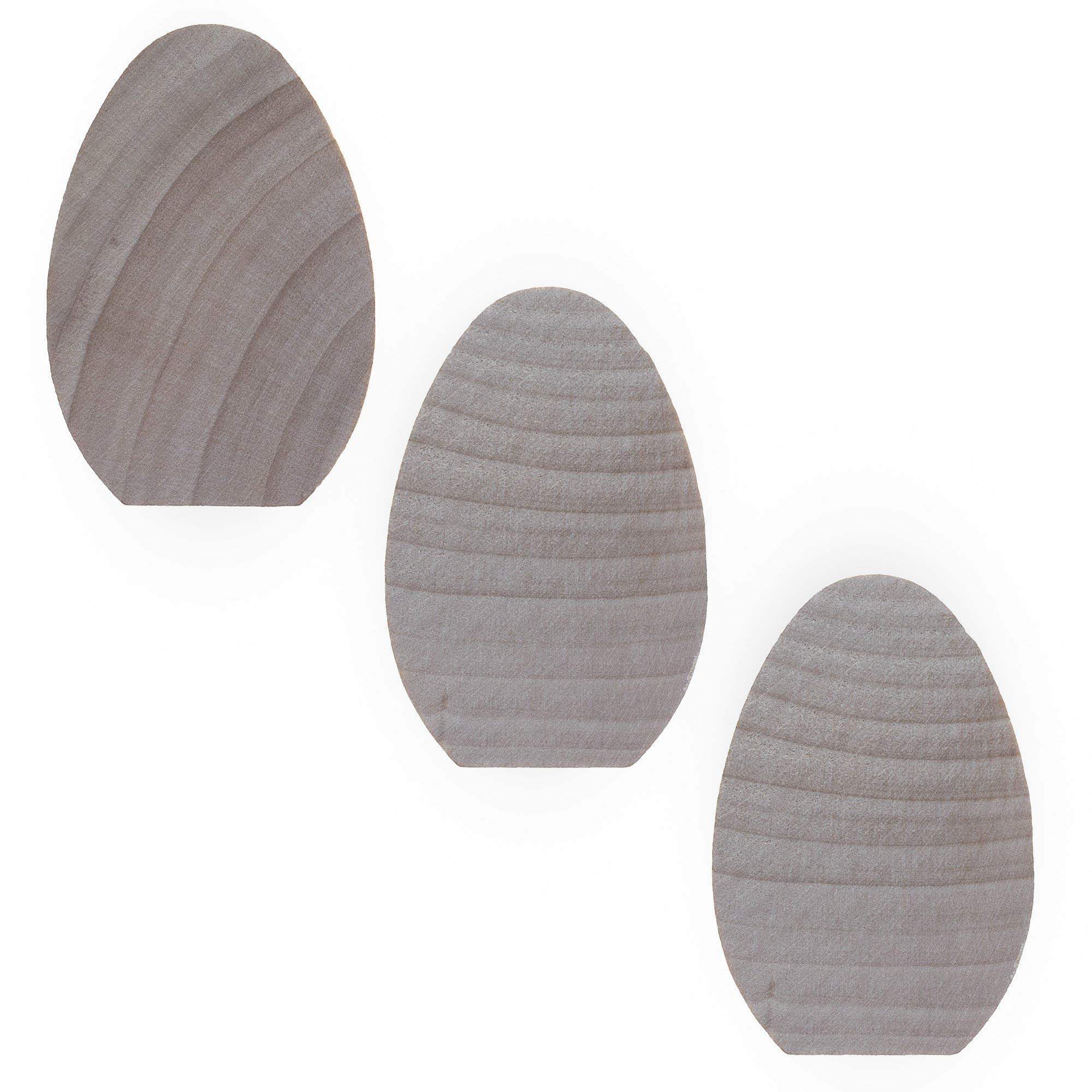 Set of 3 Unfinished Wooden Egg Cutouts - 2.5 Inch DIY Craft Supplies for Easter Decorations, Wood Burning Projects & Handmade Ornaments