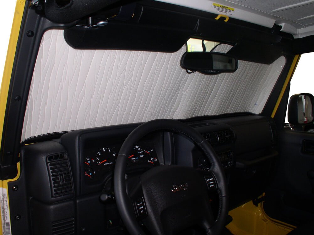 HeatShield - Original Custom-Fit Windshield Sun Shade for 1997-2006 Jeep Wrangler SUV | Silver Series | UV Protection & Heat Reduction for Parking & Road Trips