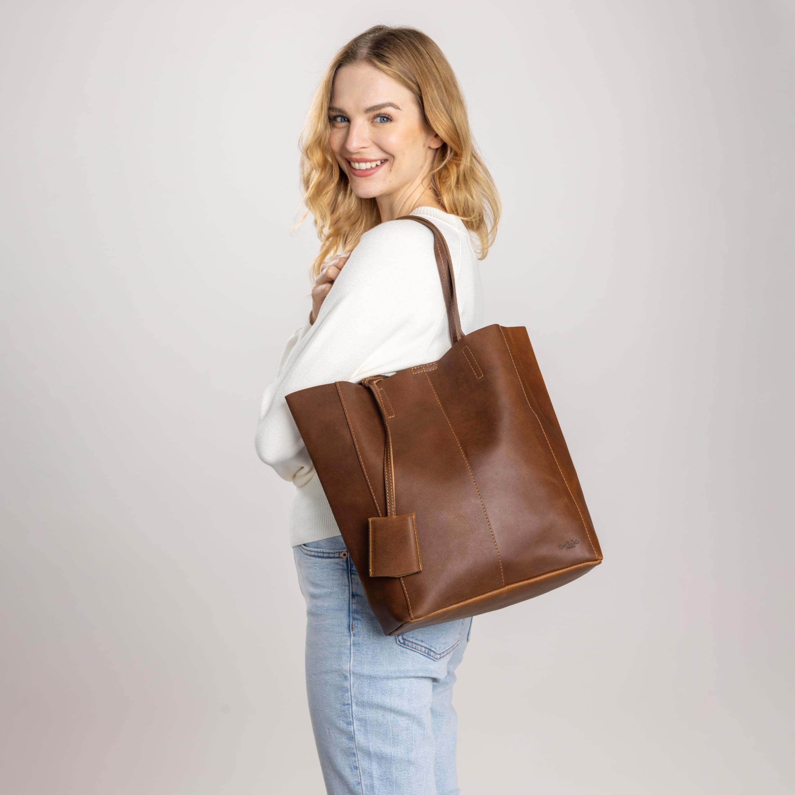 Genuine Cowhide Leather Tote Bag for Women - Gusti Cassidy Shoulder Bag with Magnet Closure, Fits 15” Laptop & A4 Documents, 13L Capacity - Perfect for Work, Travel & Everyday Use