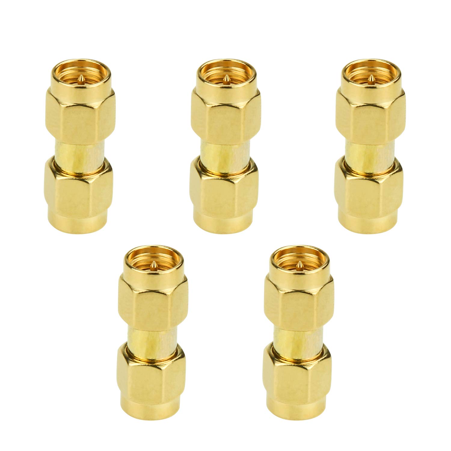 5 Pack SMA Male to Male RF Coaxial Adapter Connector - Compatible with Antenna, Radio, WiFi, Router, Ham Radio - Perfect for Signal Boosting & Wireless Networking