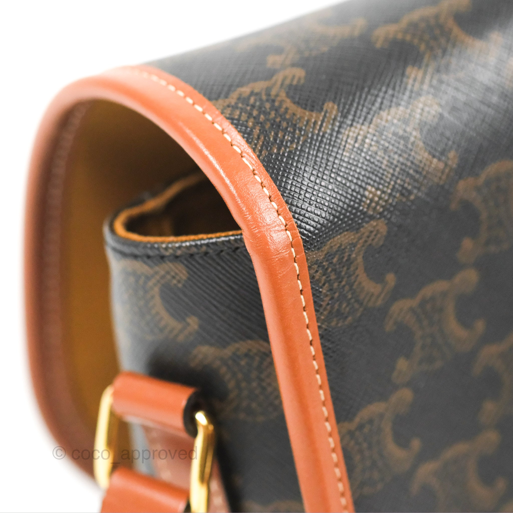 Celine Medium Triomphe Canvas Folco Bag in Tan - Luxury Crossbody Handbag for Women, Perfect for Work, Travel & Everyday Use