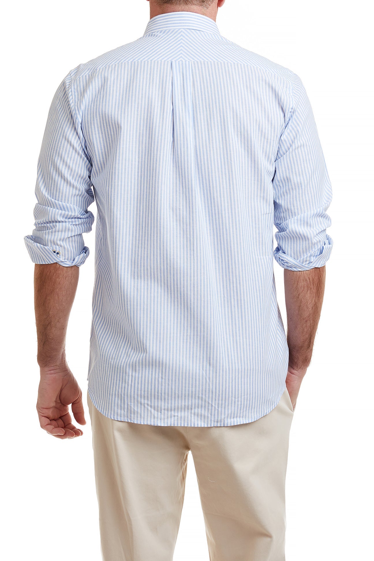 Chase Linen Shirt - Blue Stripe Casual Button Down for Men | Perfect for Summer Outfits & Beach Vacations
