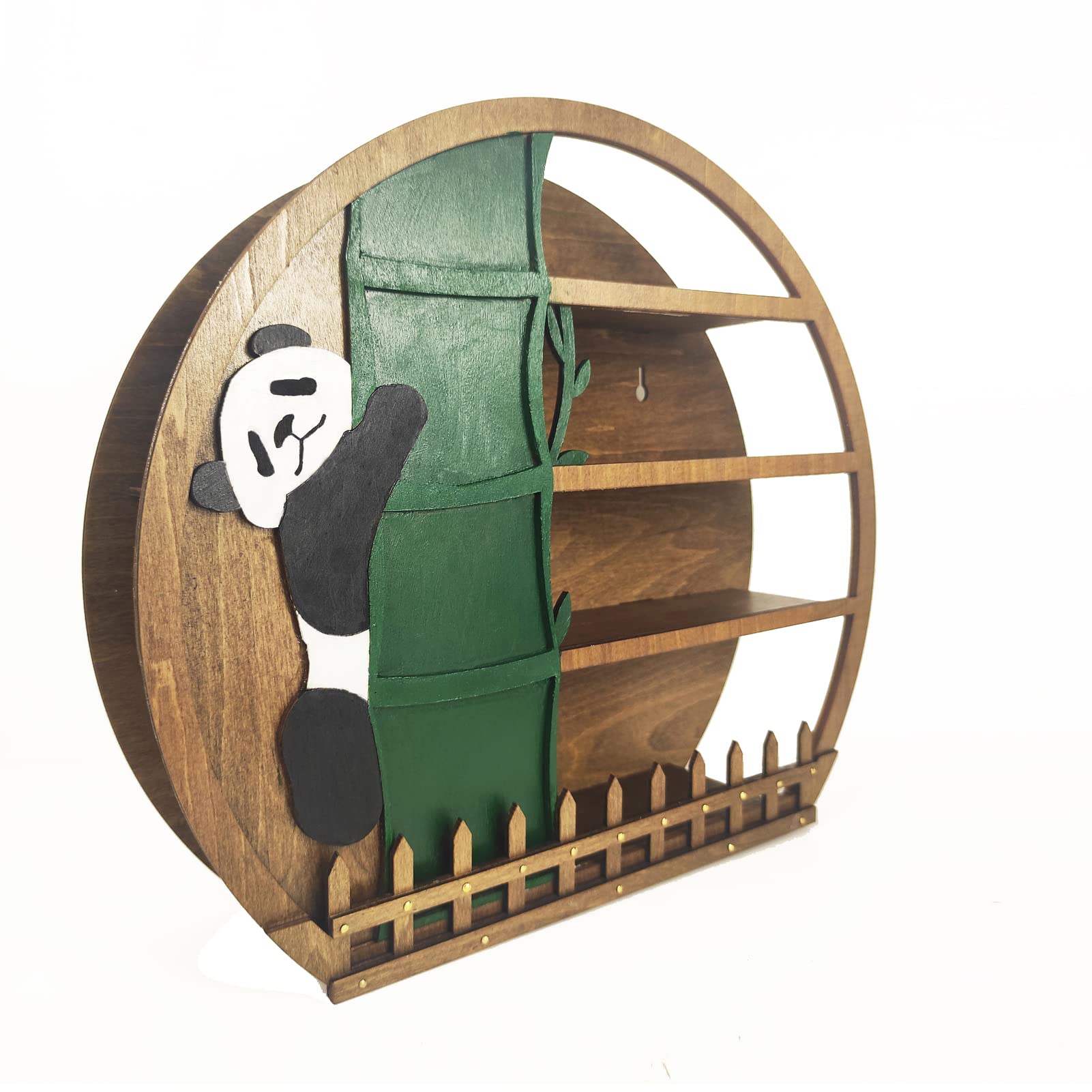 Wooden Panda Moon Shelf - Wall & Desktop Decor for Crystals & Oils - Home & Office