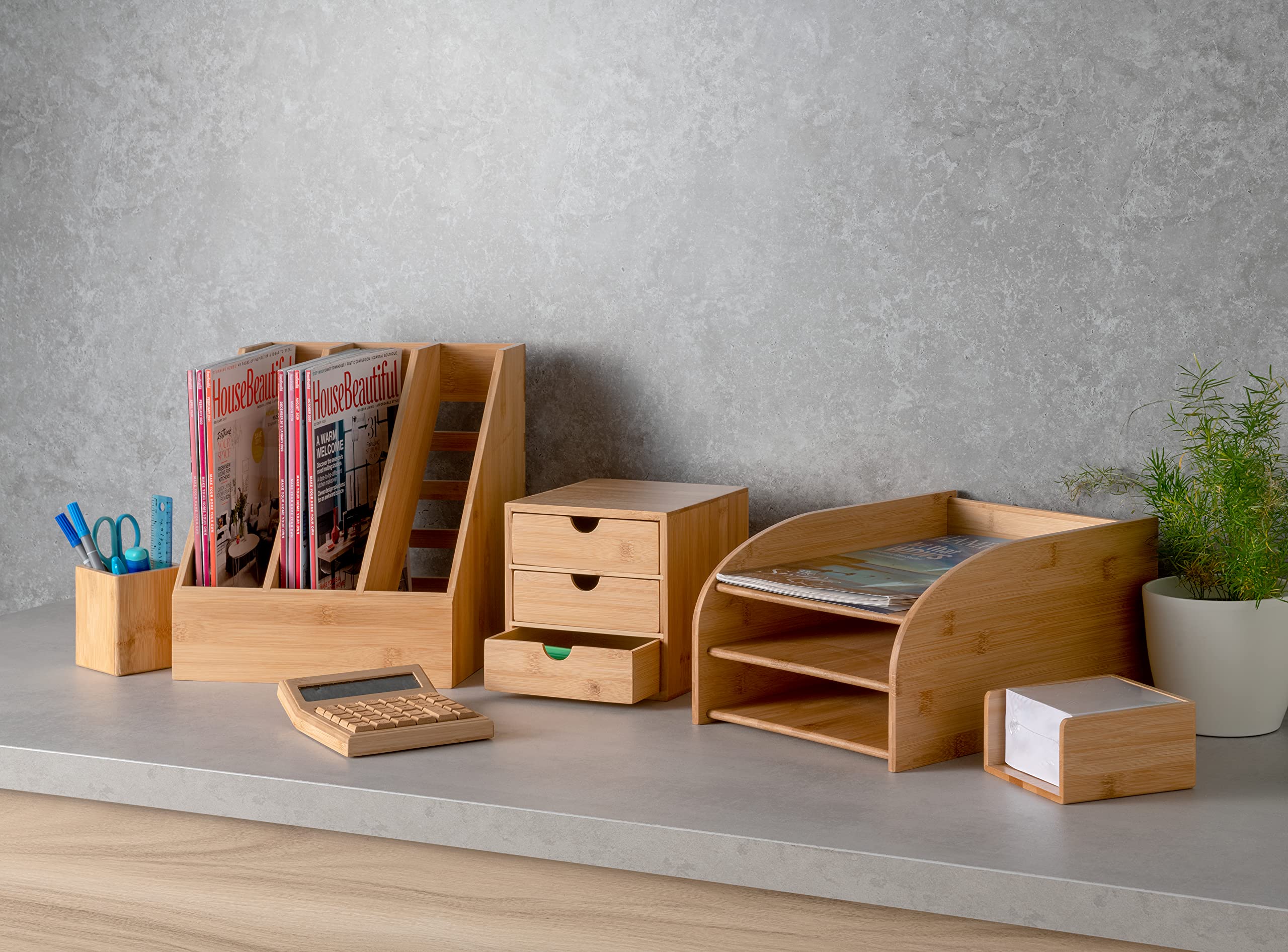 Bamboo Square Pen Holder - Eco-Friendly Desktop Organizer for Pens, Pencils & Office Supplies - Perfect for Home, Office & School Use