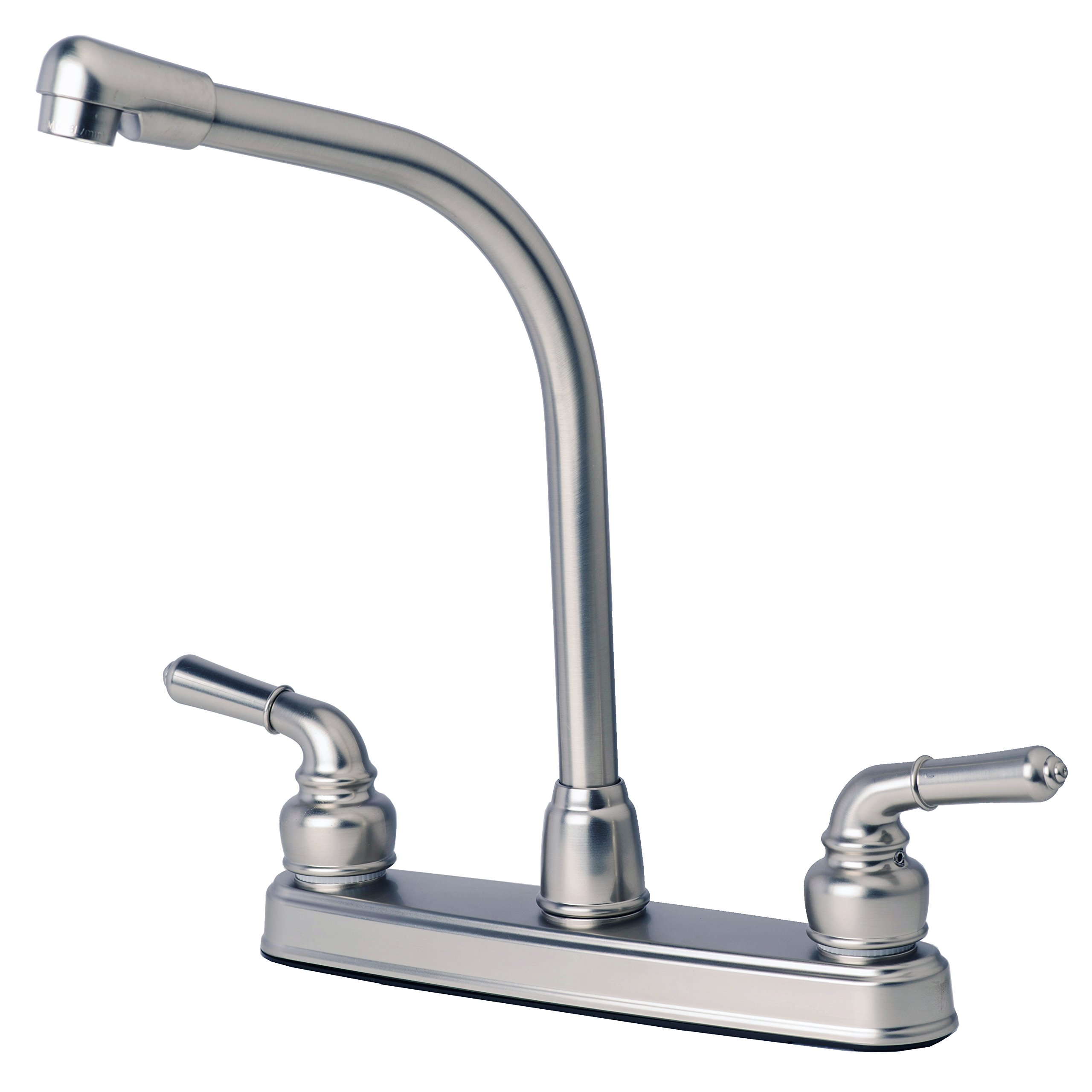 Laguna Brass 1200SS RV Motorhome Kitchen Faucet - Brushed Nickel Finish, High Rise Swivel Spout, Two Handle Non-Metallic Design for Campers & Tiny Homes | Perfect for RV Living, Off-Grid Kitchens & Small Space Solutions