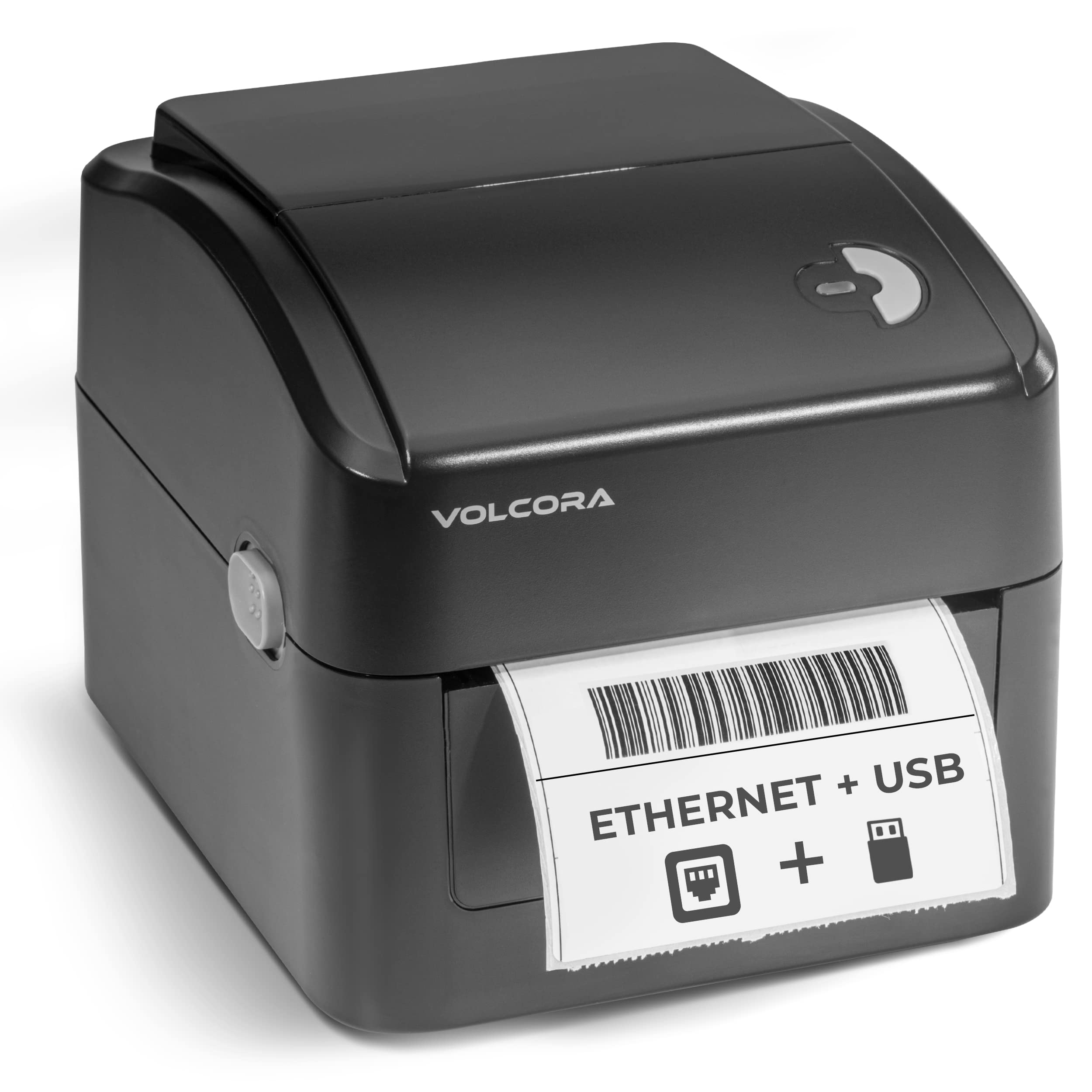 Volcora 4x6 Thermal Label Printer with Ethernet & USB - Desktop Shipping Label Printer for Windows, Linux, Mac - Inkless Label Maker for Small Business & E-commerce - Perfect for Amazon FBA, eBay, Shopify & USPS Shipping (Black)