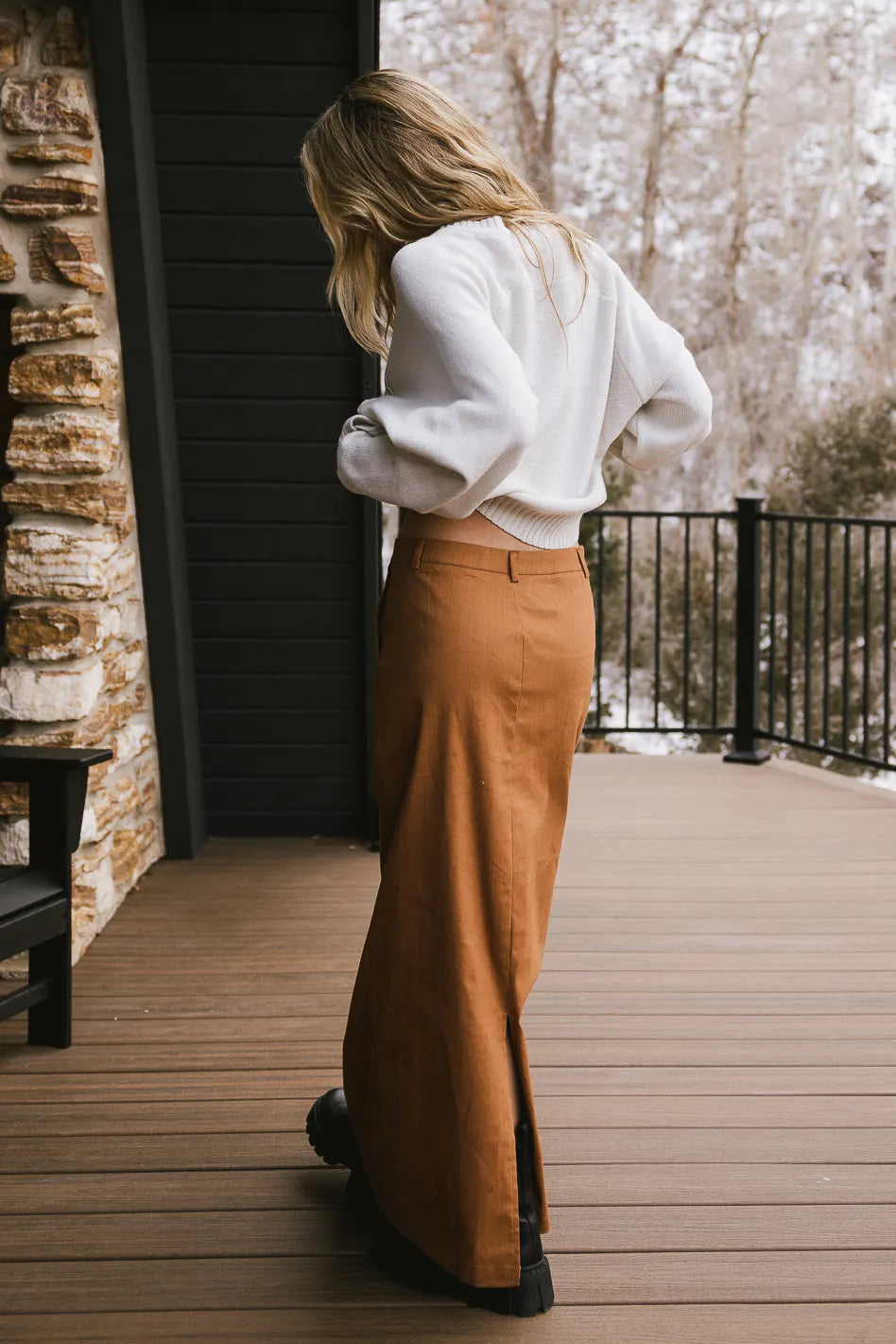 Madelynn Brown Skirt for Women | A-Line Midi Skirt with Pockets | Perfect for Office, Date Night & Casual Outfits | FINAL SALE