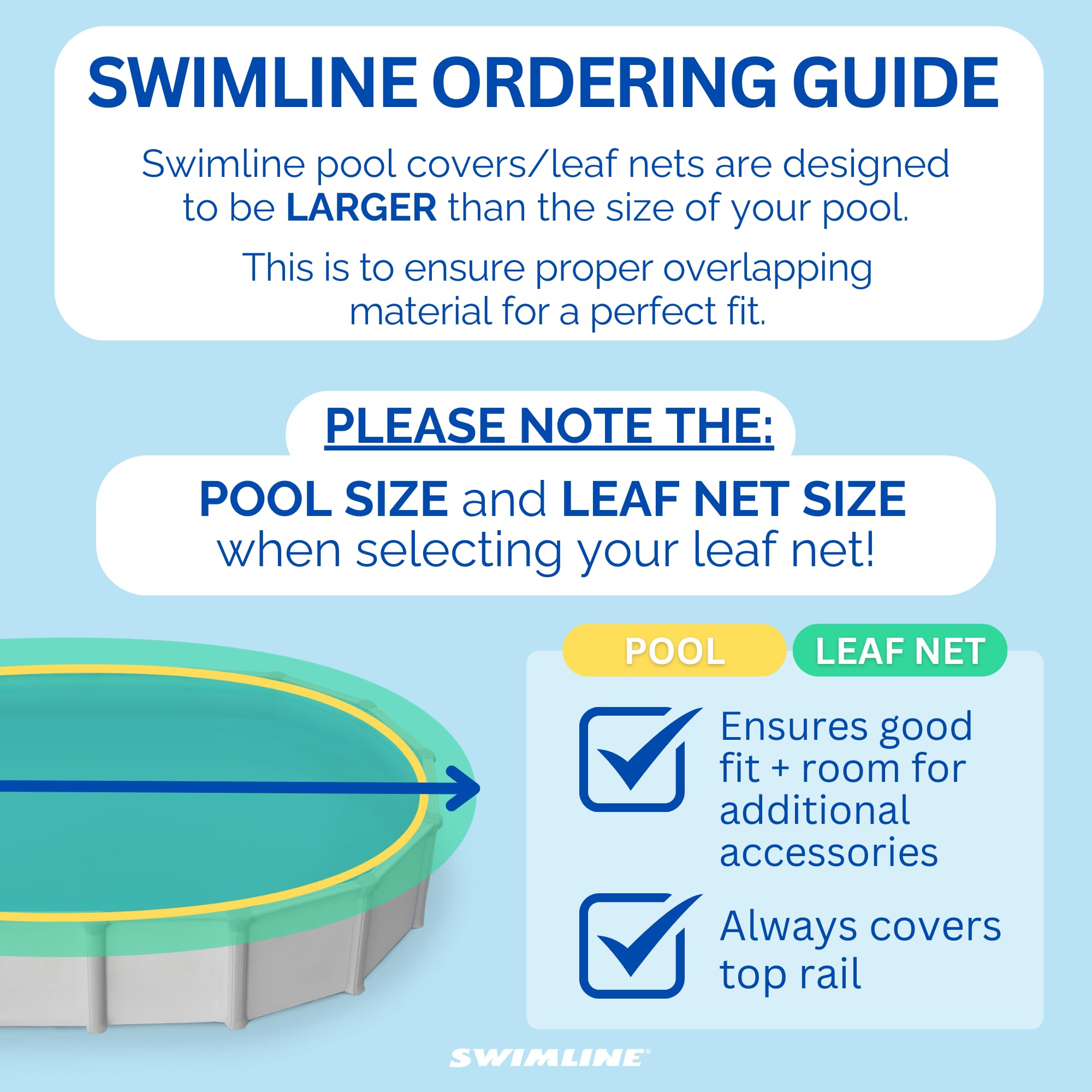 Heavy Duty SWIMLINE HYDROTOOLS Winter Leaf Net Pool Cover for 30 FT Round Above Ground Swimming Pools | 33 FT Netting Size | Black | Includes Winch & Cable | Durable Protection for Fall and Winter Seasons | CO930