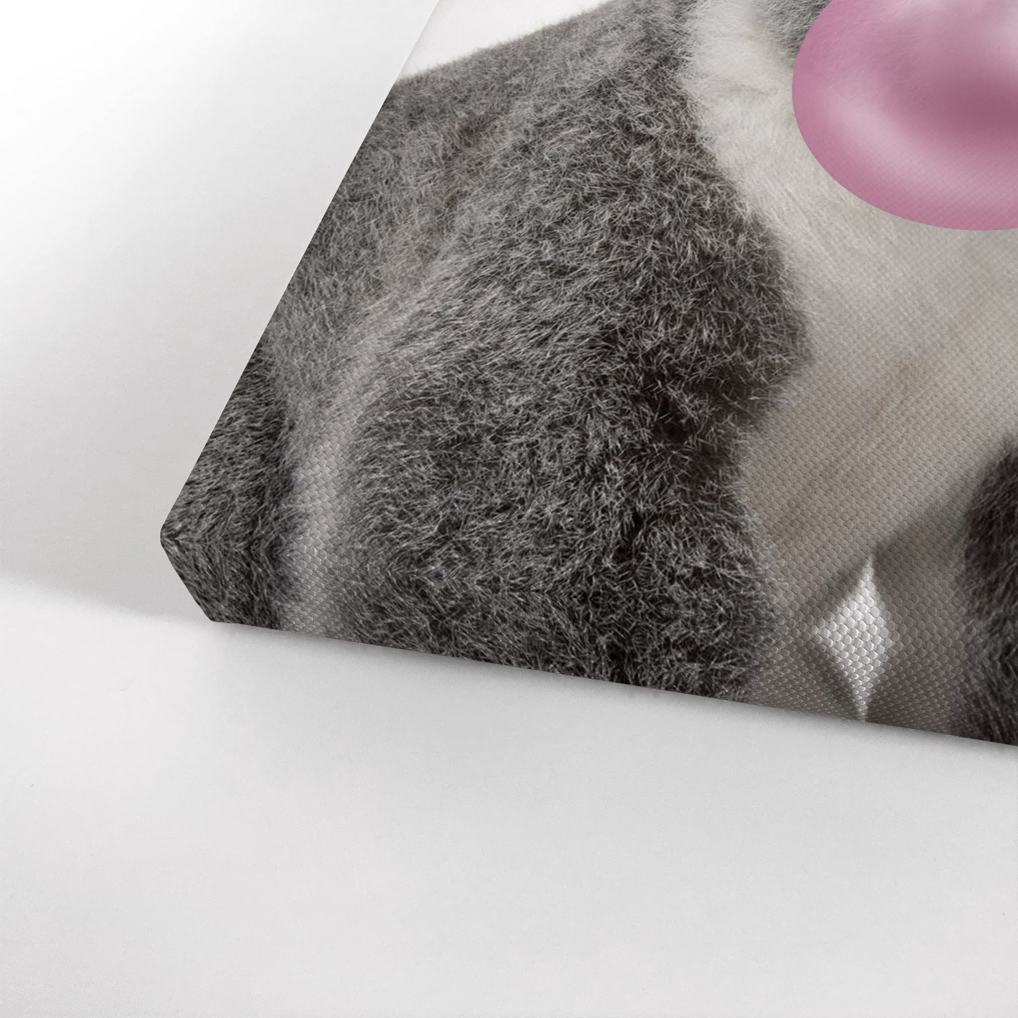 Koala & Giraffe Bubble Gum Art Canvas Print Set - 2 Panel Pink Gum Black White Wall Decor for Nursery, Baby Room, Kids Bedroom - Ready to Hang 40x30 - Made in USA | Perfect for Animal-Themed Nursery Decor & Children's Playroom Wall Art