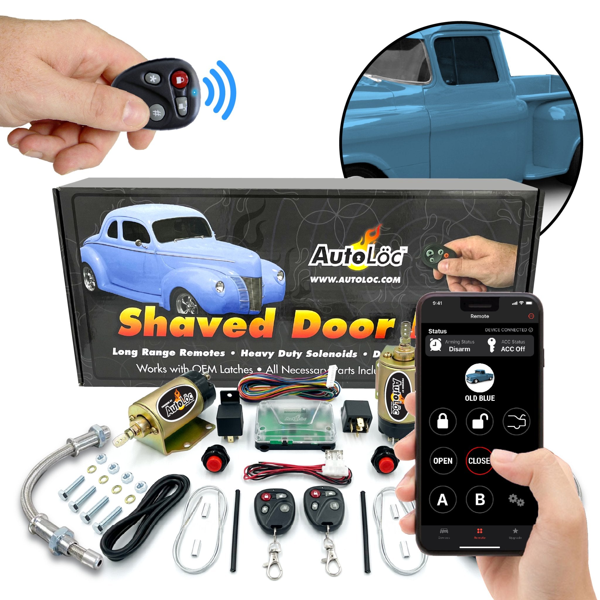 1901-1907 Oldsmobile Curved Dash Remote Door Handle Kit - 50lb Stainless Steel Pop Latch with Loom | Classic Car Restoration & Hot Rod Customization