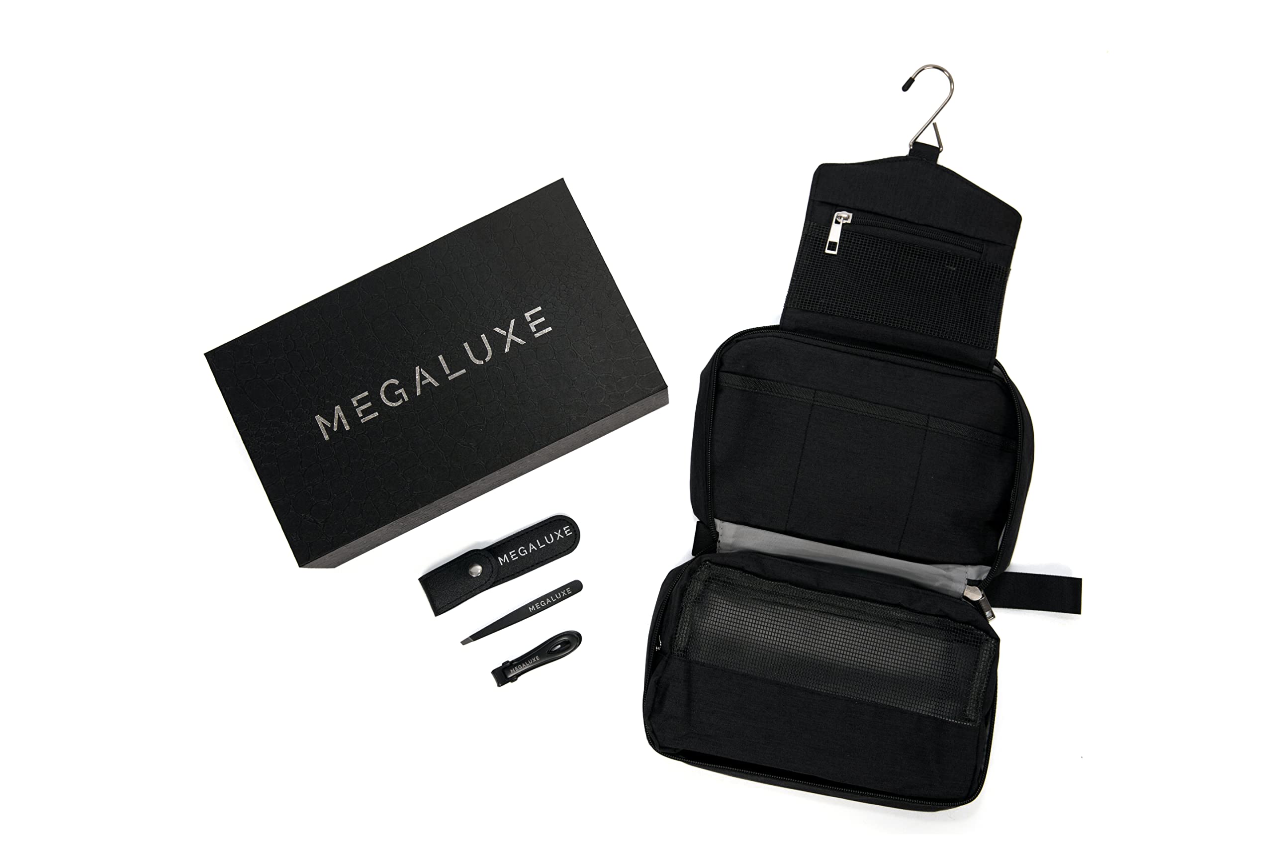 Premium Travel Hanging Toiletry Bag with Nail Clippers, File & Tweezers Set - Perfect for Camping, Business Trips & Gifts | Waterproof Cosmetic Organizer for Men & Women