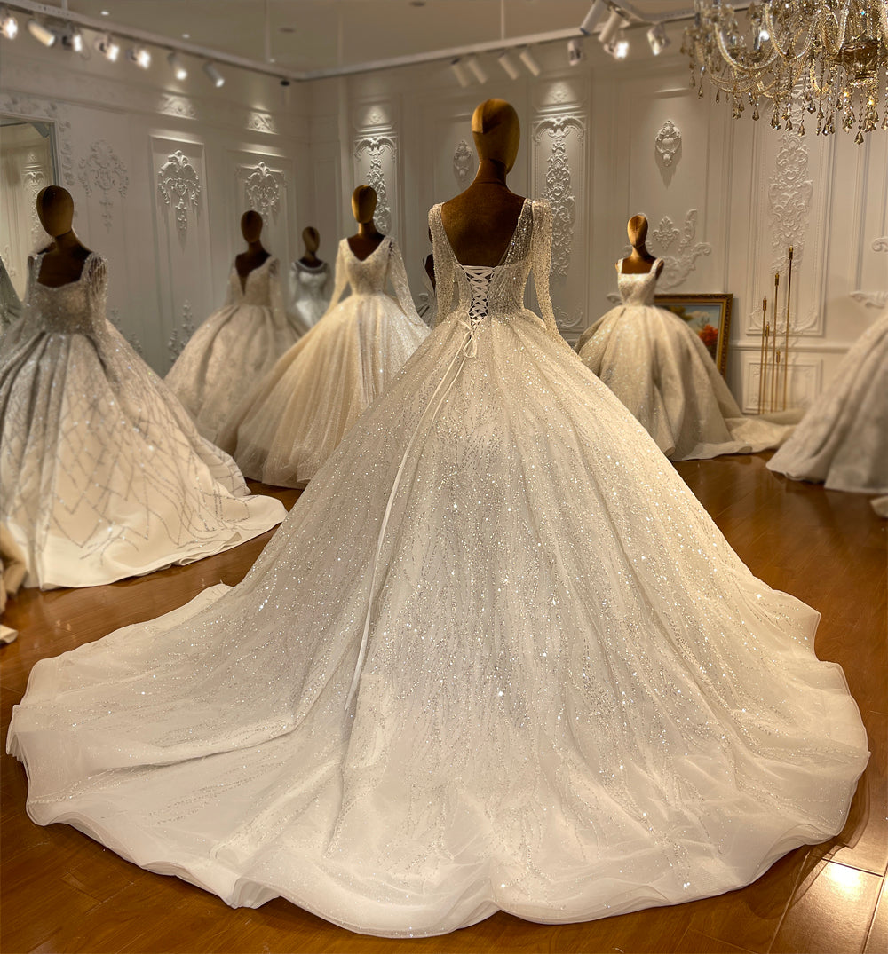 Elegant NS4331 Simple Beading Bridal Gown for Wedding Ceremony - Perfect for Brides, Prom, and Formal Events