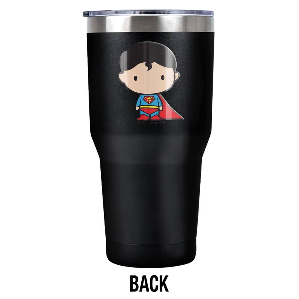 Superman Cute Chibi Character Stainless Steel Tumbler 30oz - Vacuum Insulated Double Wall Coffee Travel Mug with Leakproof Sliding Lid - Perfect for Office, Gym & Outdoor Adventures
