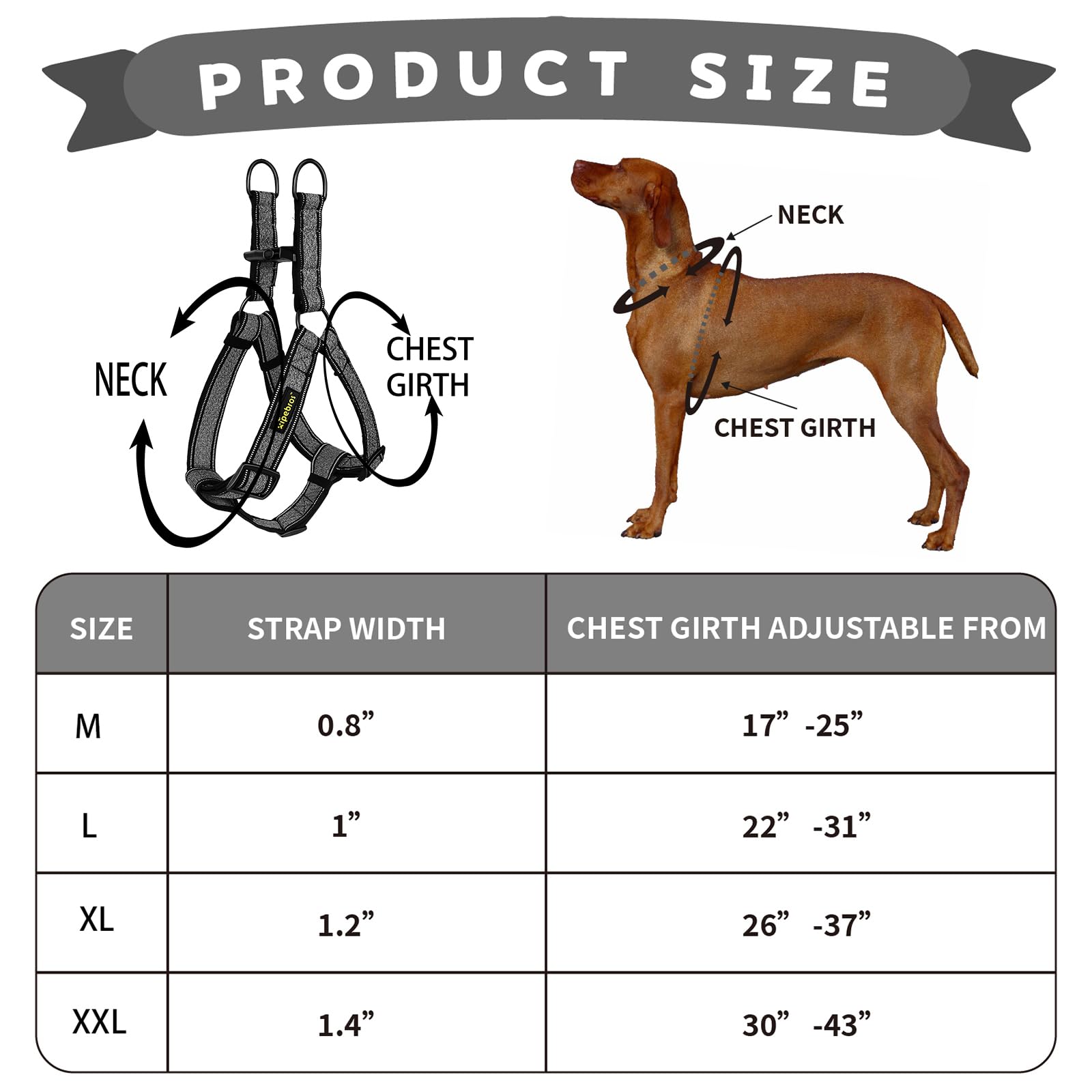 No Pull Dog Harness with Reflective Adjustable Straps - Stops Pets from Pulling & Choking - Breathable Comfort for Large Dogs (Black, XXL) - Perfect for Walking, Running & Outdoor Adventures