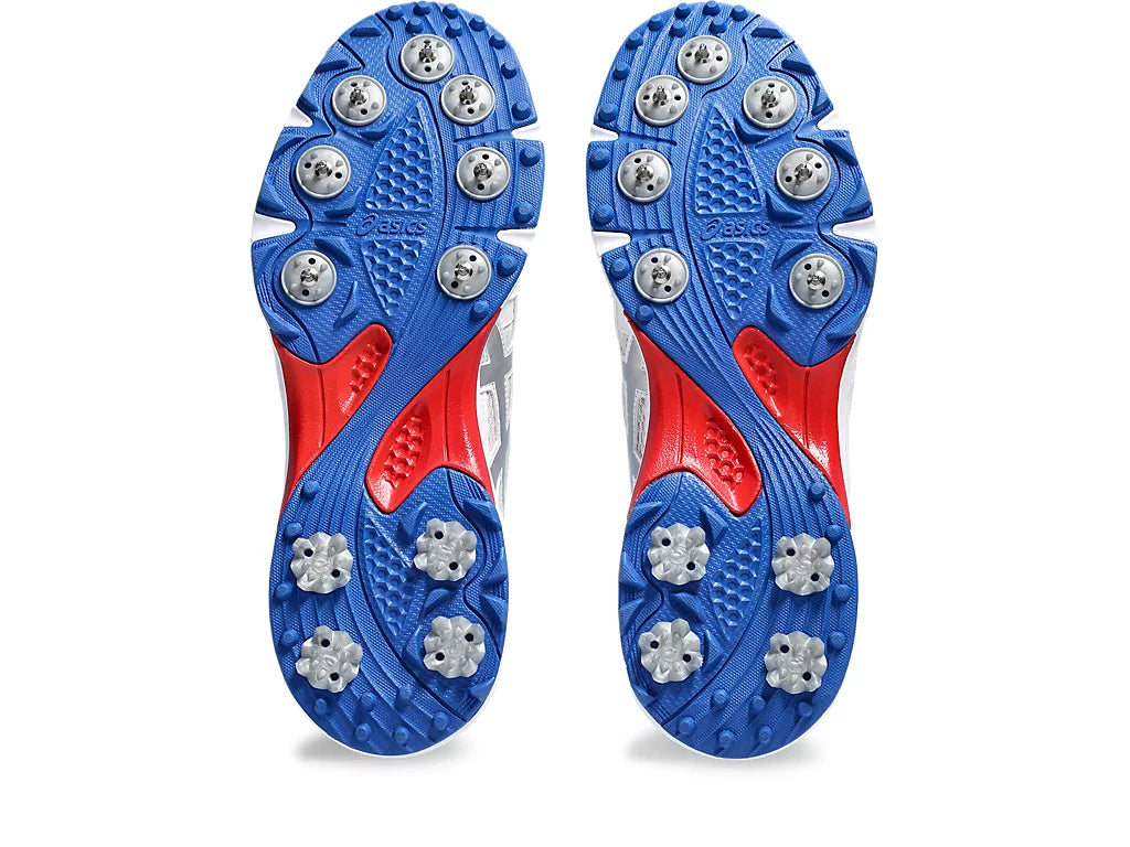 ASICS GEL-GULLY 7 Cricket Shoes - White/Pure Silver Metal Spikes for Enhanced Traction & Performance | Ideal for Professional Cricket Matches & Training