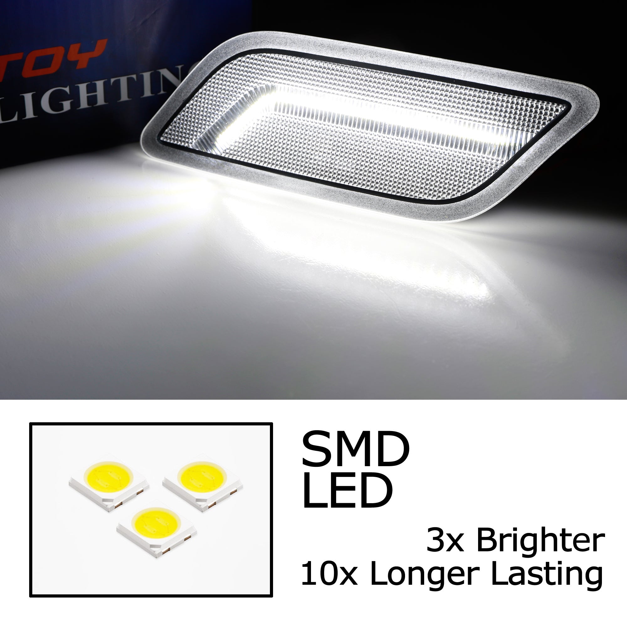Clear Lens White Full LED Strip Side Marker Lights for 2010-2013 Mercedes E Coupe - Enhanced Visibility & Style for Night Driving & Custom Car Mods