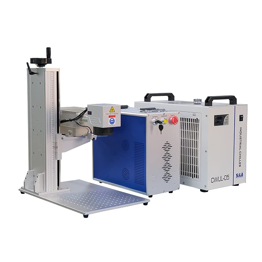 JPT 5W UV Laser Engraver Machine - 175×175mm Work Area with S&A Water Chiller & D80 Rotary Axis for Metal, Plastic, Glass Engraving - Perfect for Jewelry, Electronics, and Industrial Marking